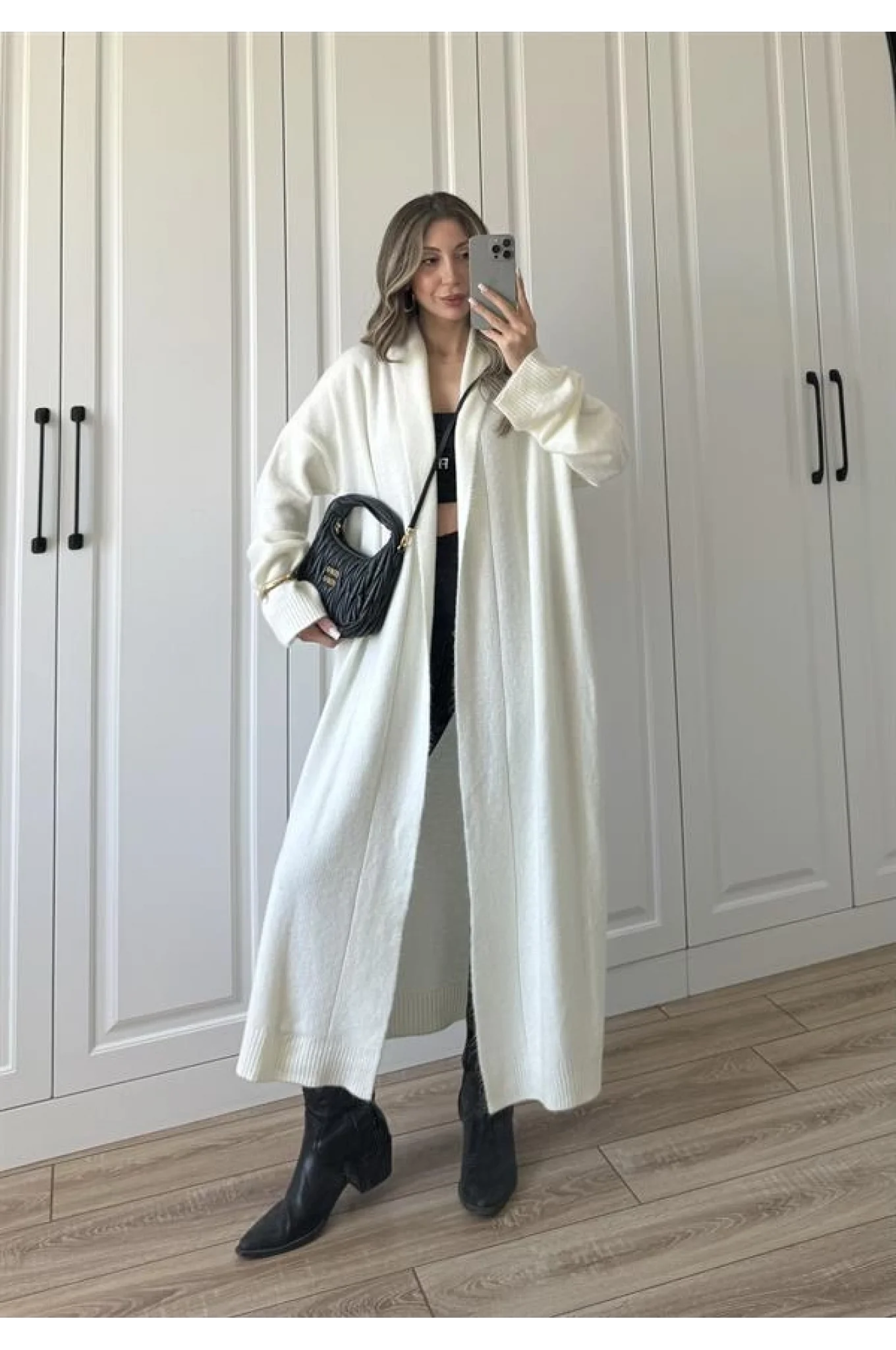 Pinterest Ekru Uzun Triko Hırka
