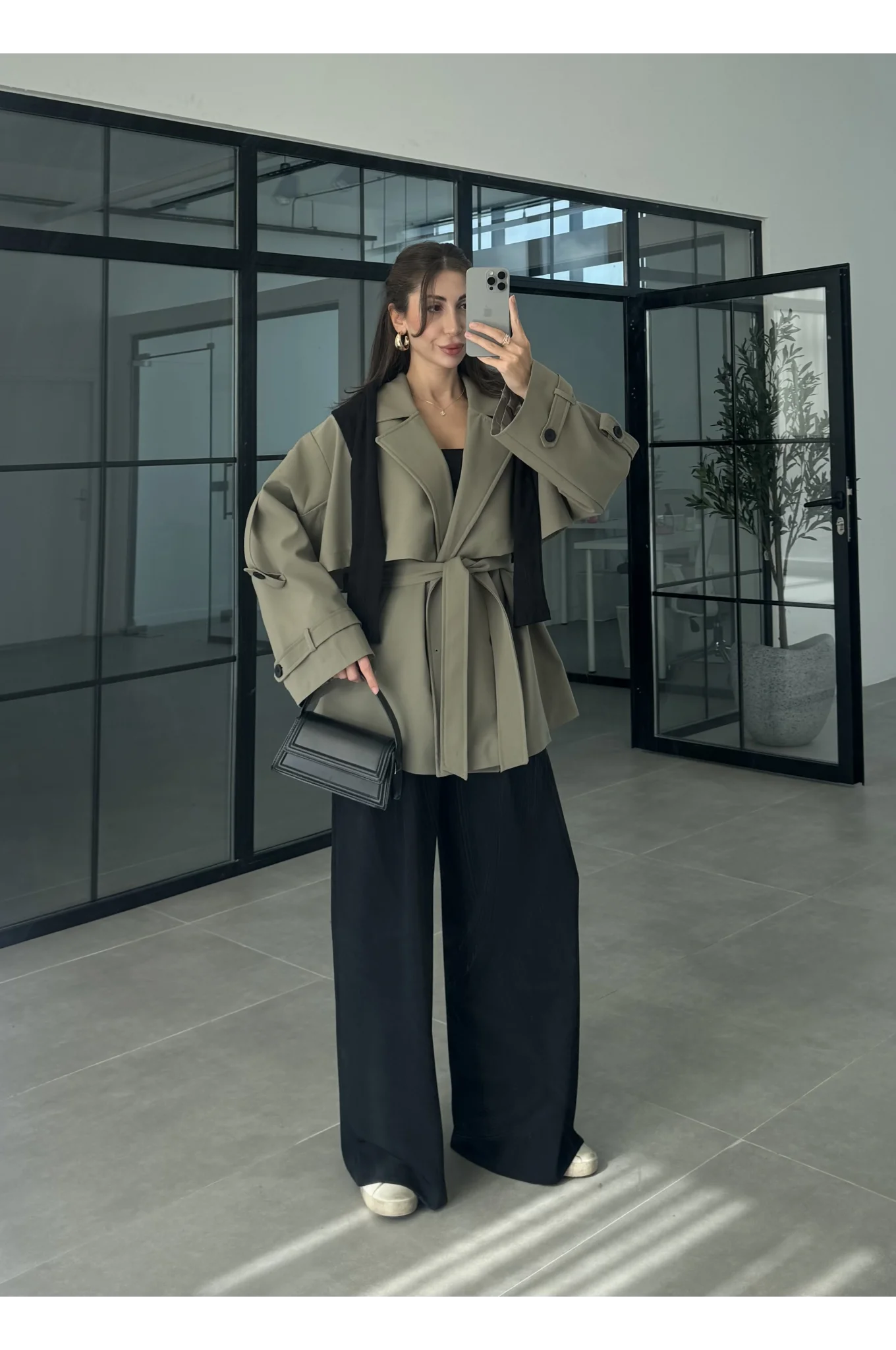 Rose Oversize Kuşaklı Haki Trençkot