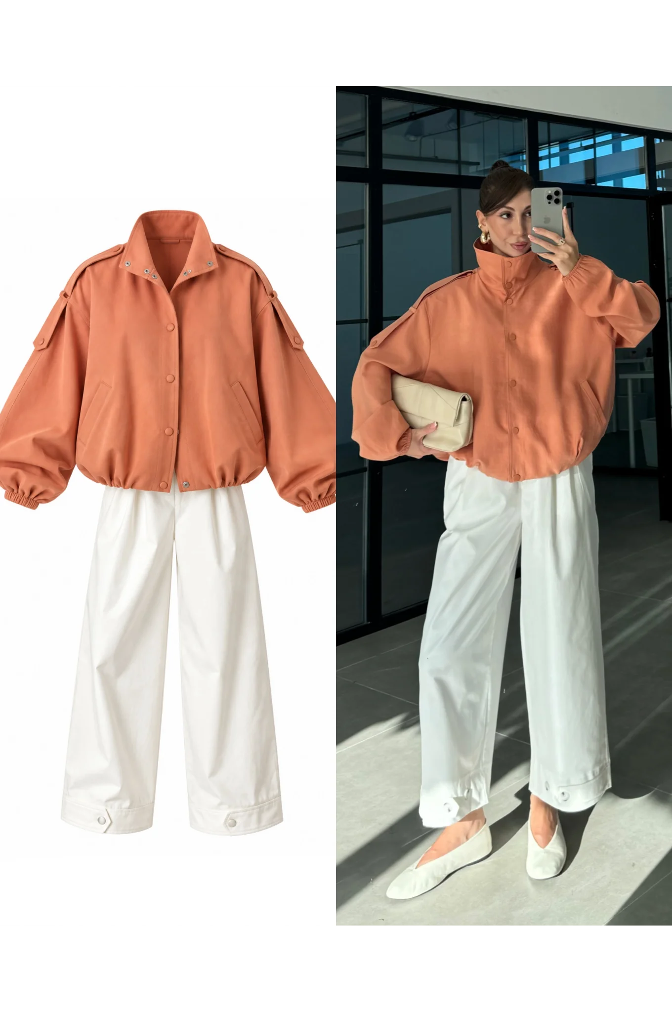 Rovena Dik Yaka Orange Astarlı Ceket