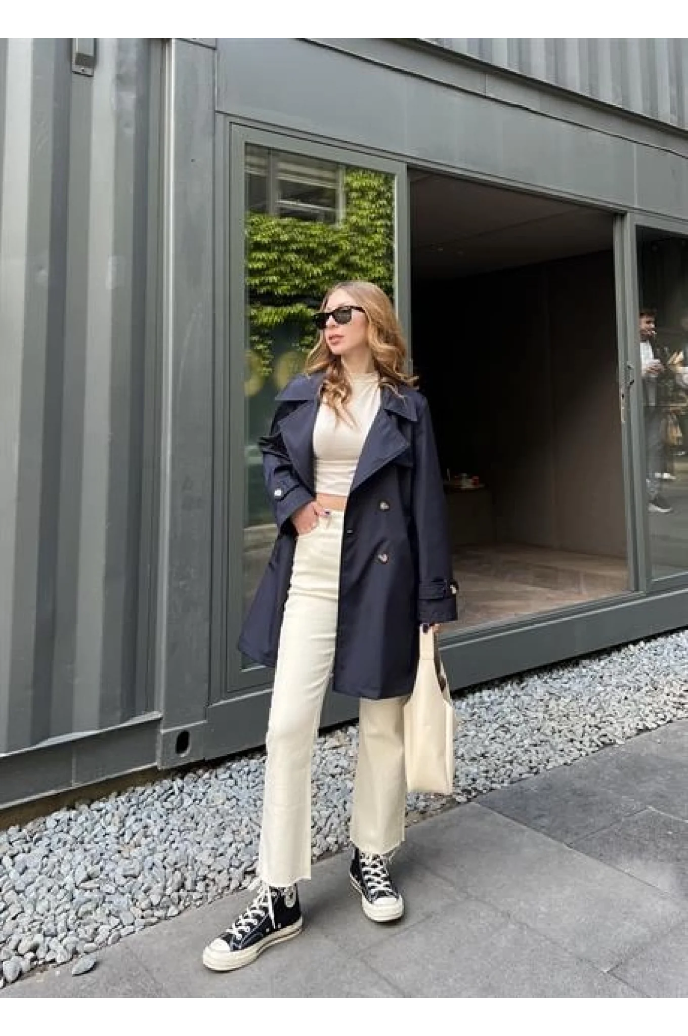 Stradi Model Lacivert Astarlı Trençkot