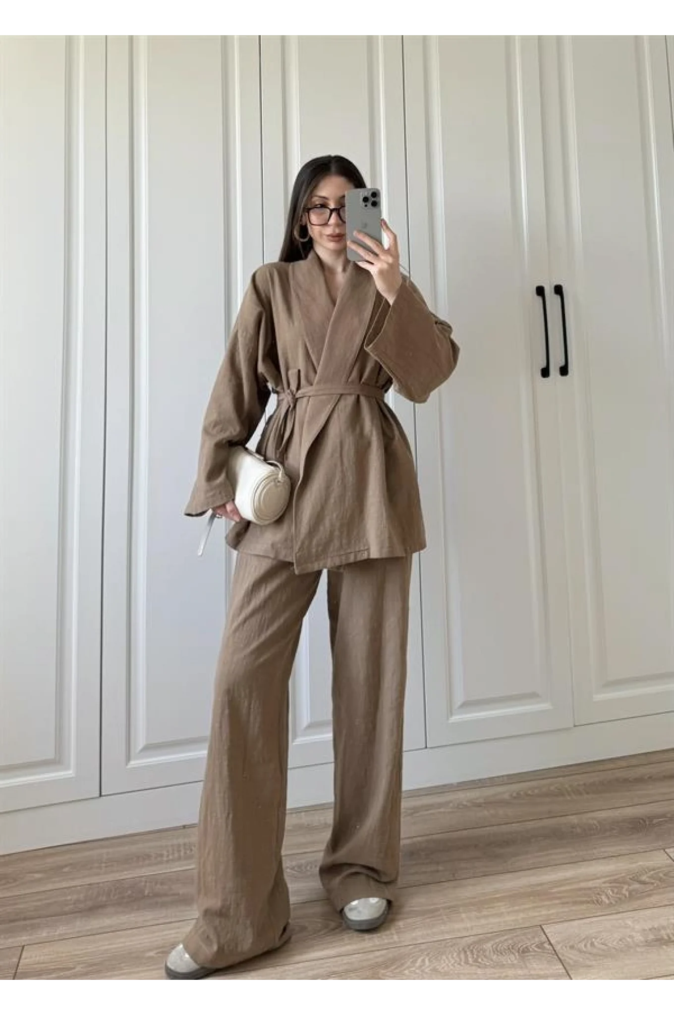 Vool Ham Keten Vizon Kimono Takım