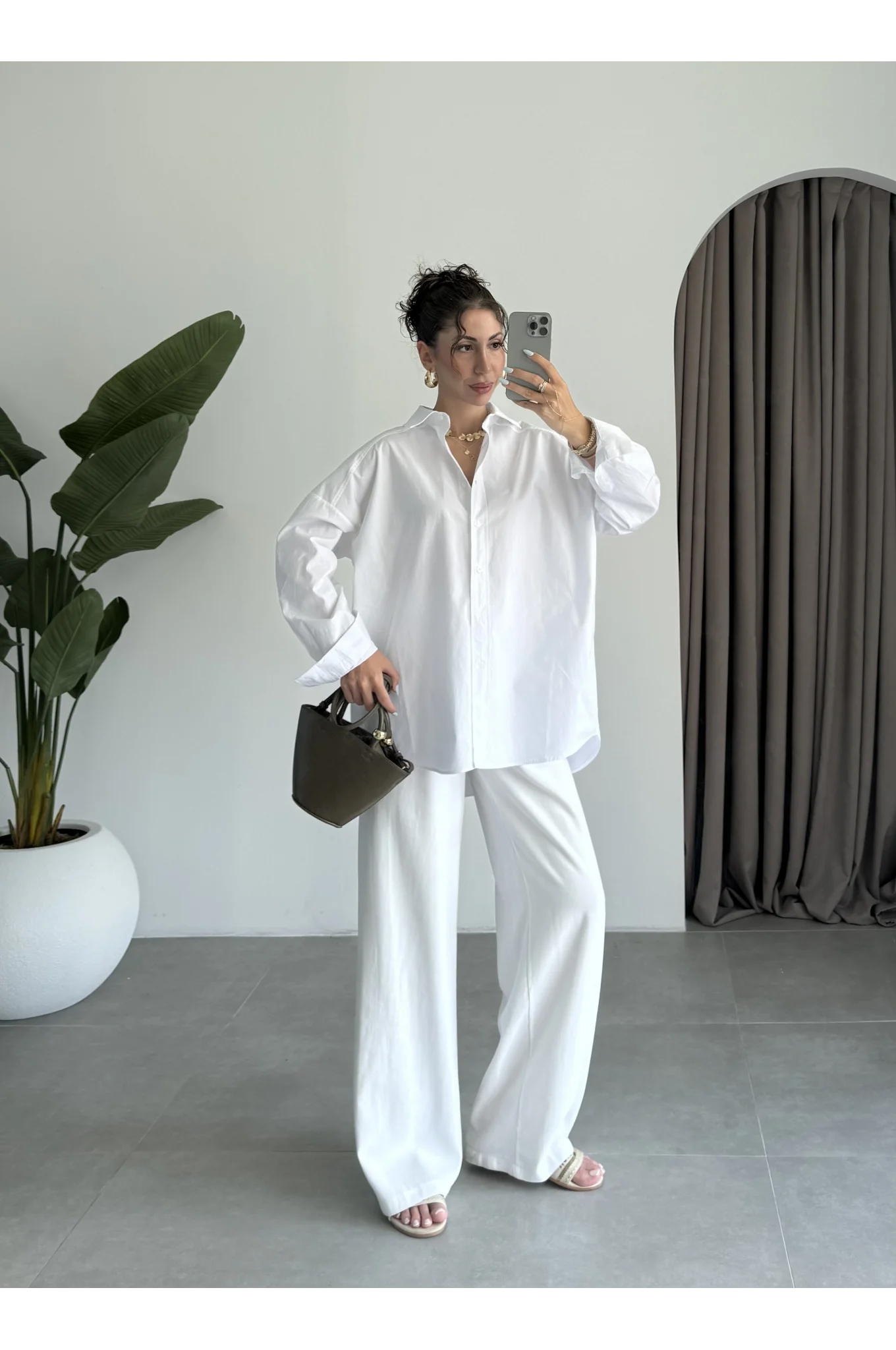 Yale Oversize Poplin Beyaz Gömlek