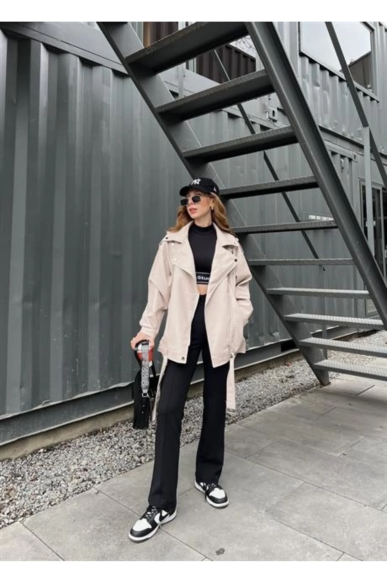 Zara Model Nude Deri Biker Ceket