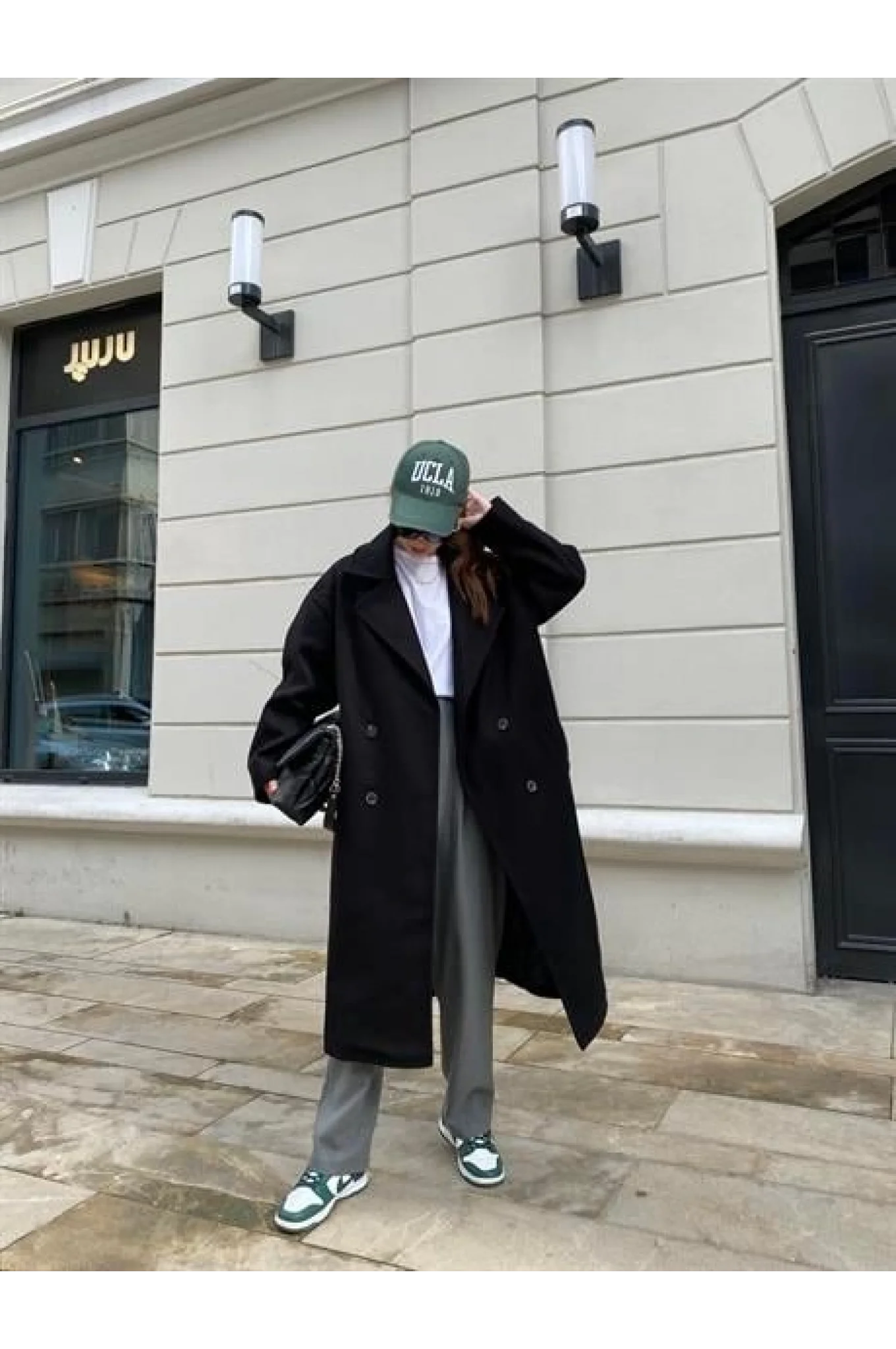Zara Model Oversize Siyah Kaşe Kaban