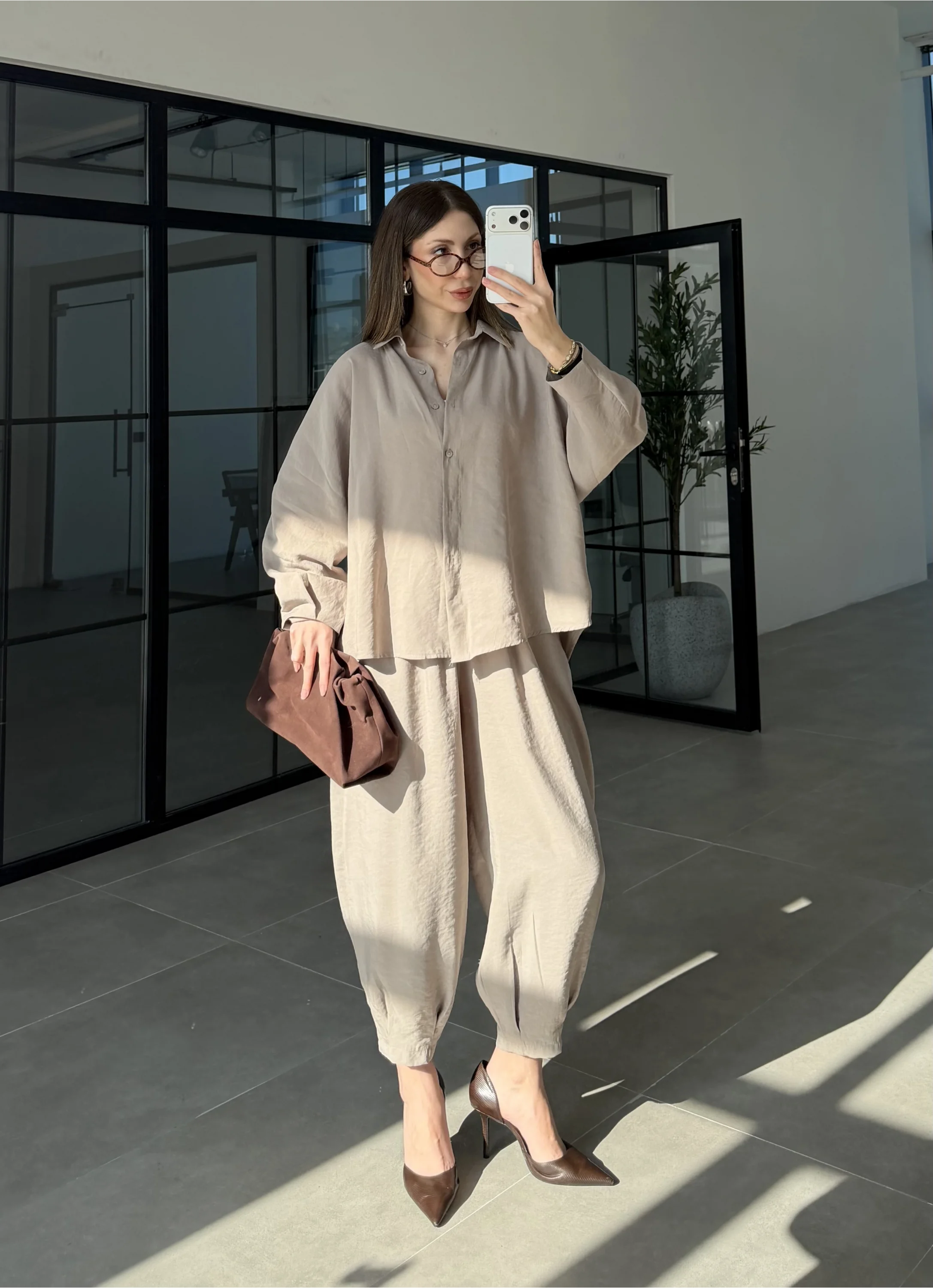 Tensel Oversize Vizon Şalvar Takım