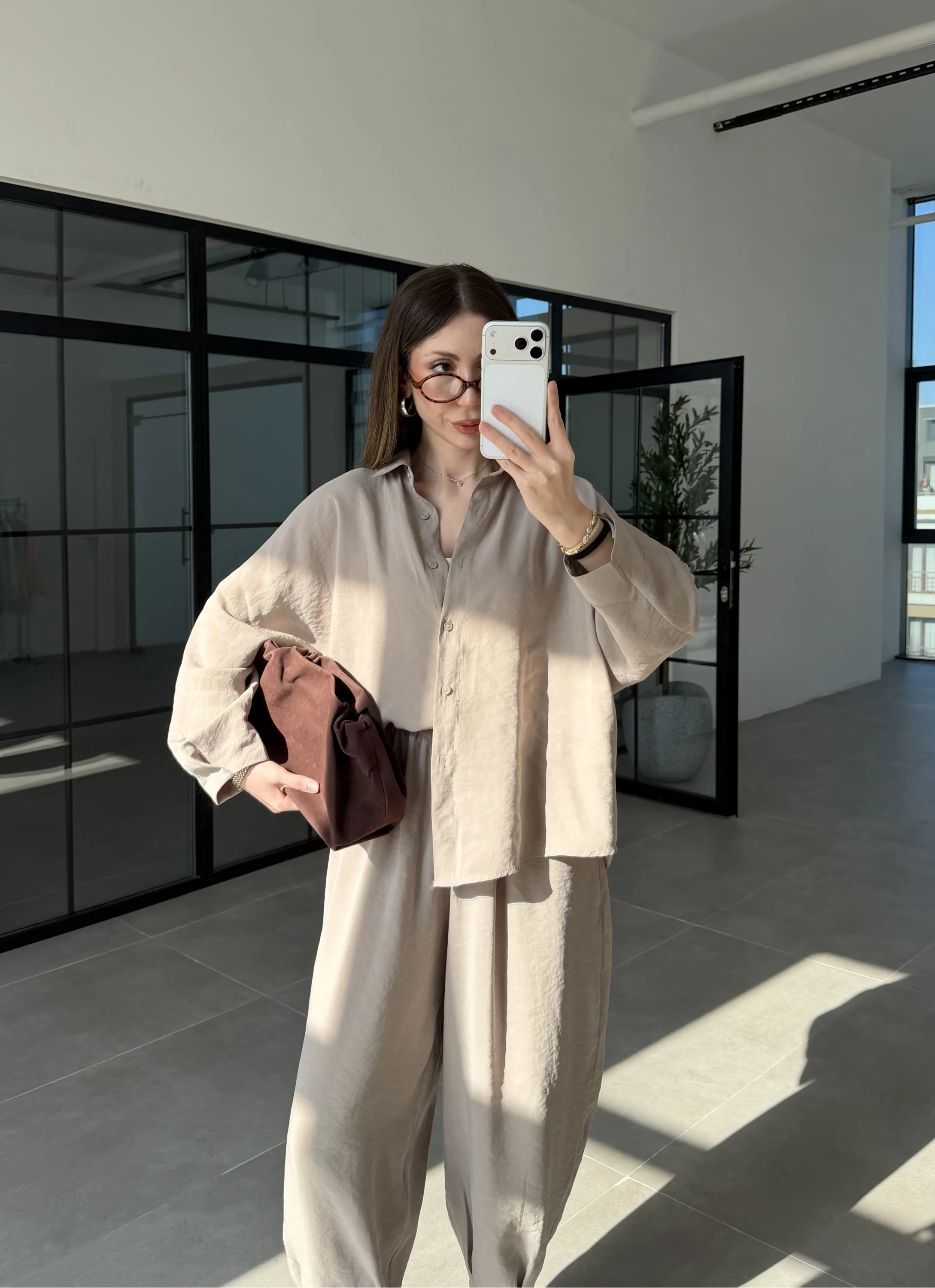 Tensel Oversize Vizon Şalvar Takım
