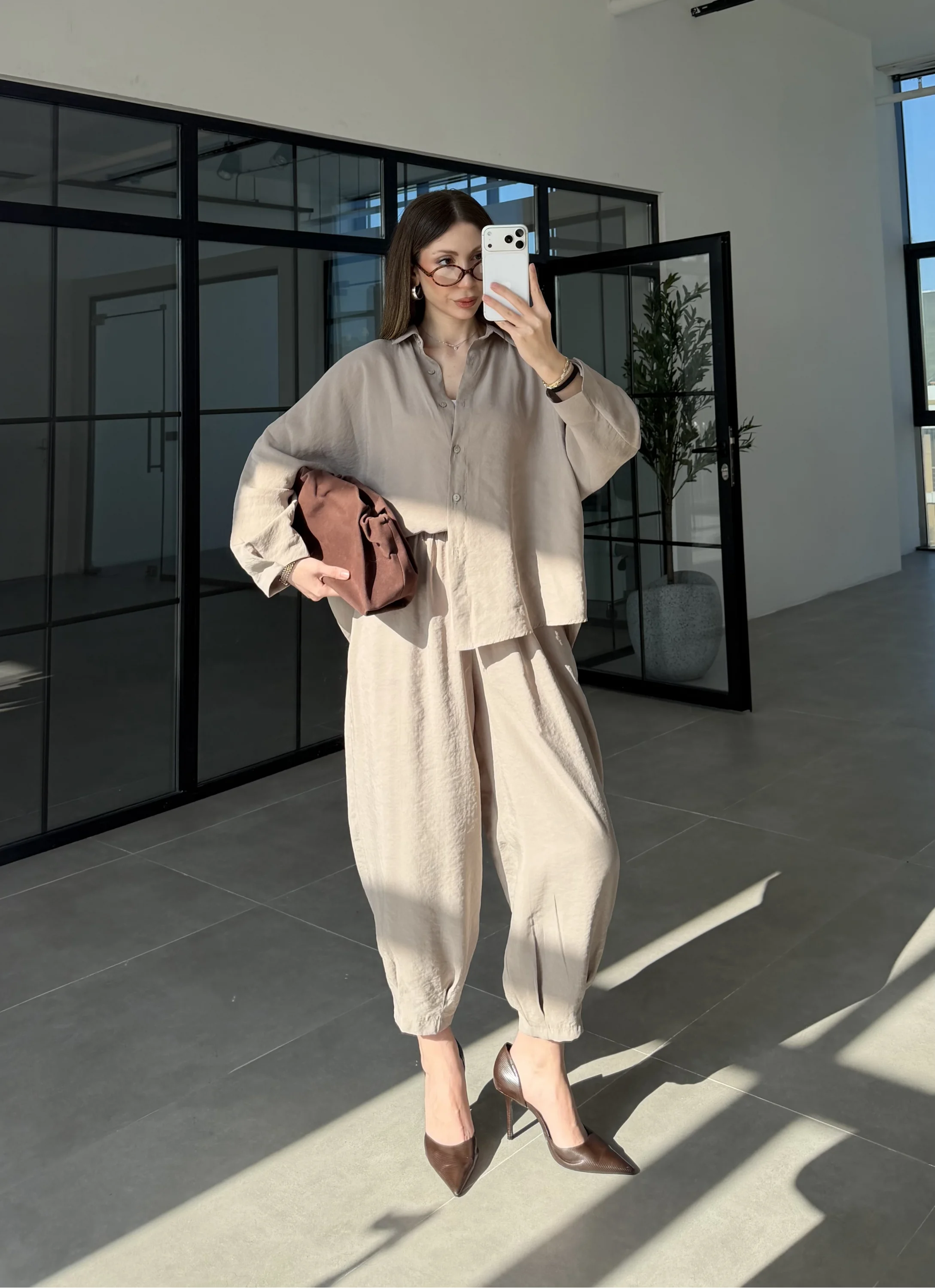 Tensel Oversize Vizon Şalvar Takım
