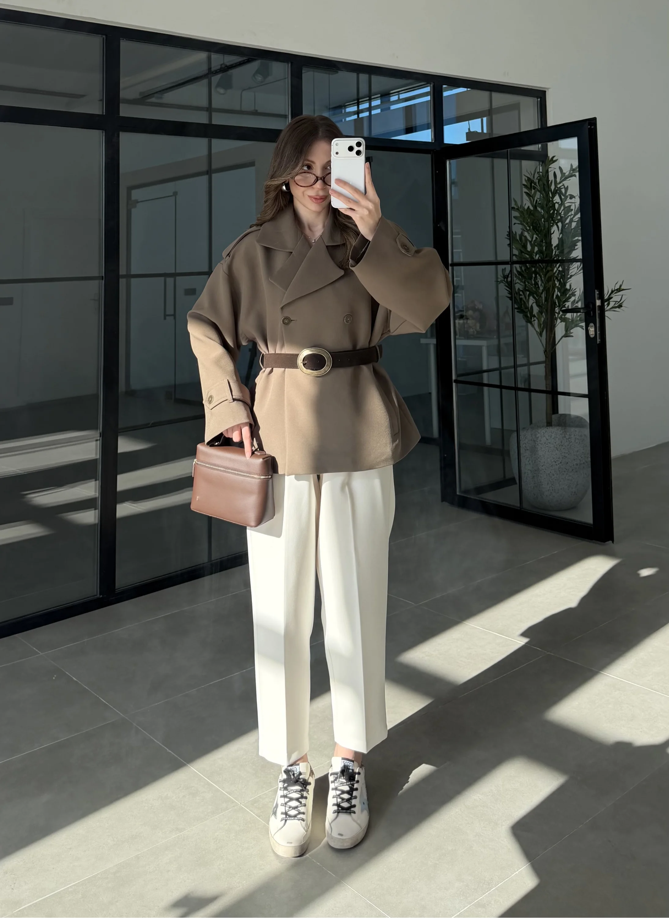 Sarah Kemerli Astarlı Haki Trençkot