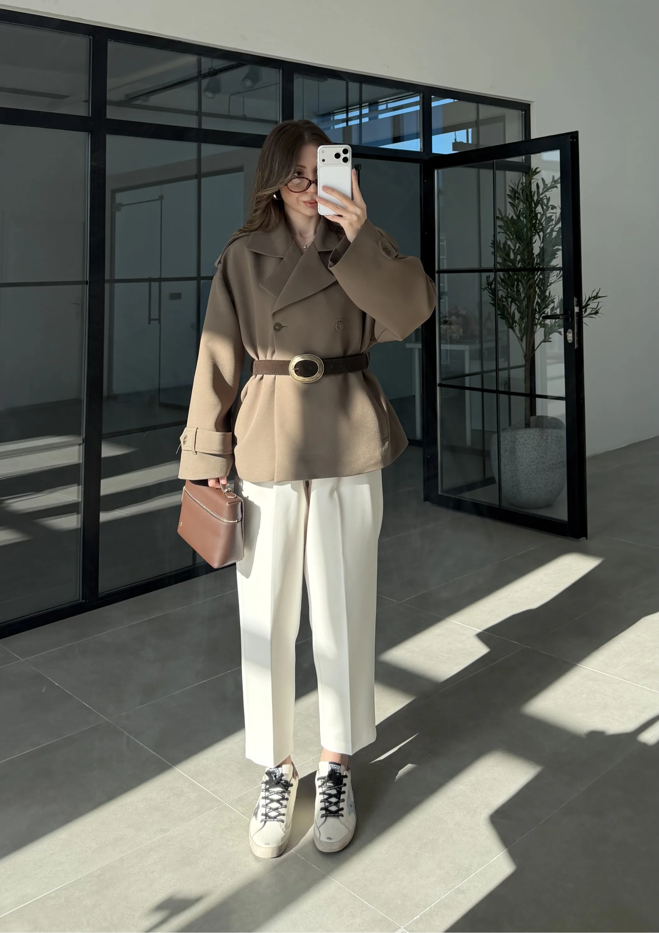 Sarah Kemerli Astarlı Haki Trençkot