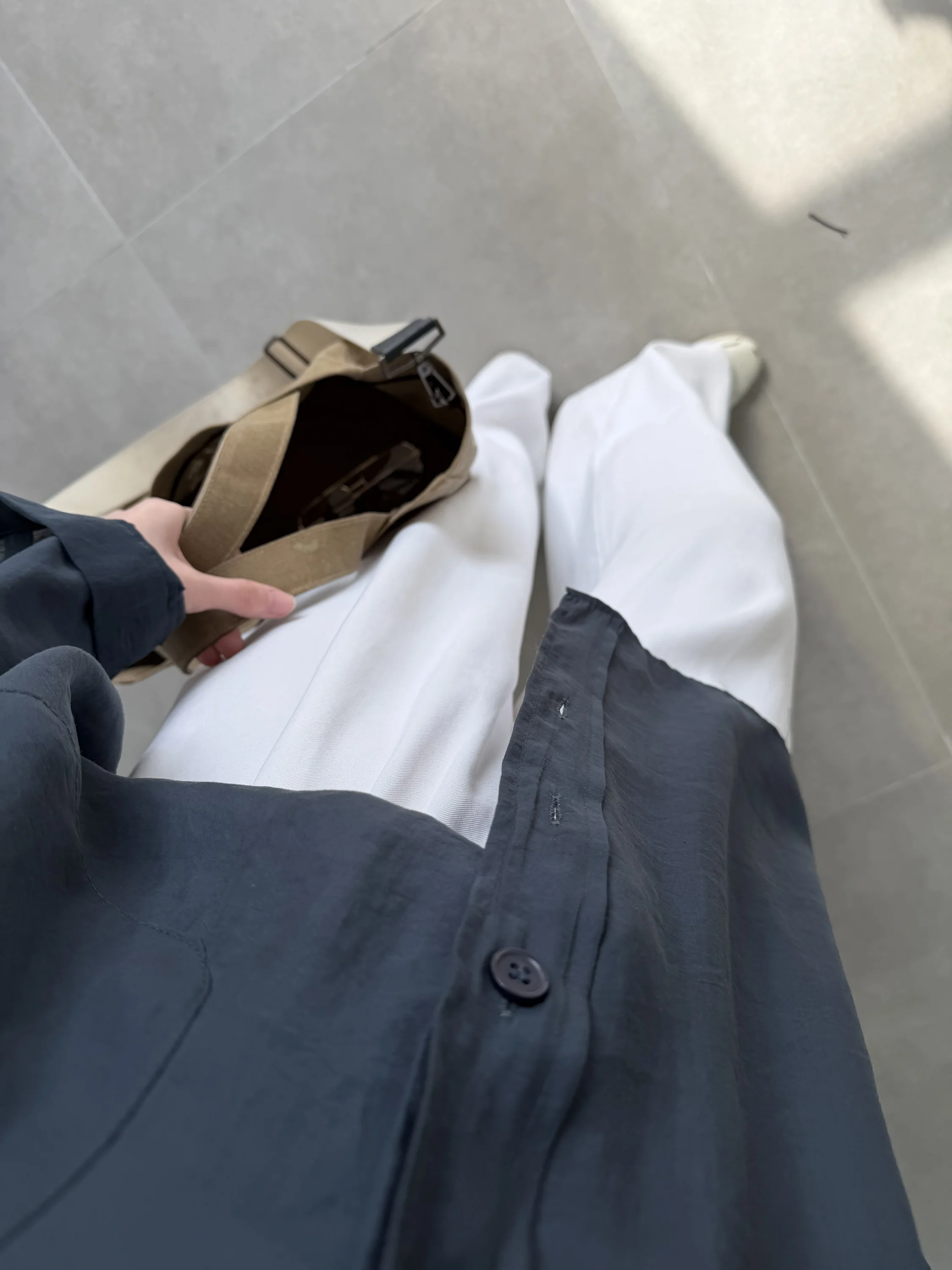 Oversize Tensel Vintage Lacivert Gömlek