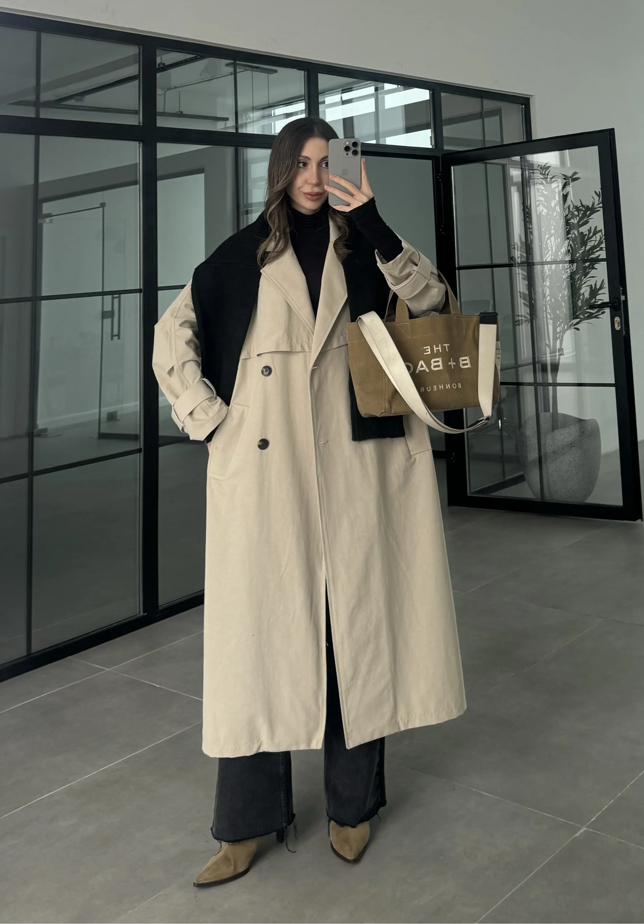 Cool Oversize Premium Taş Kuşaklı Trençkot