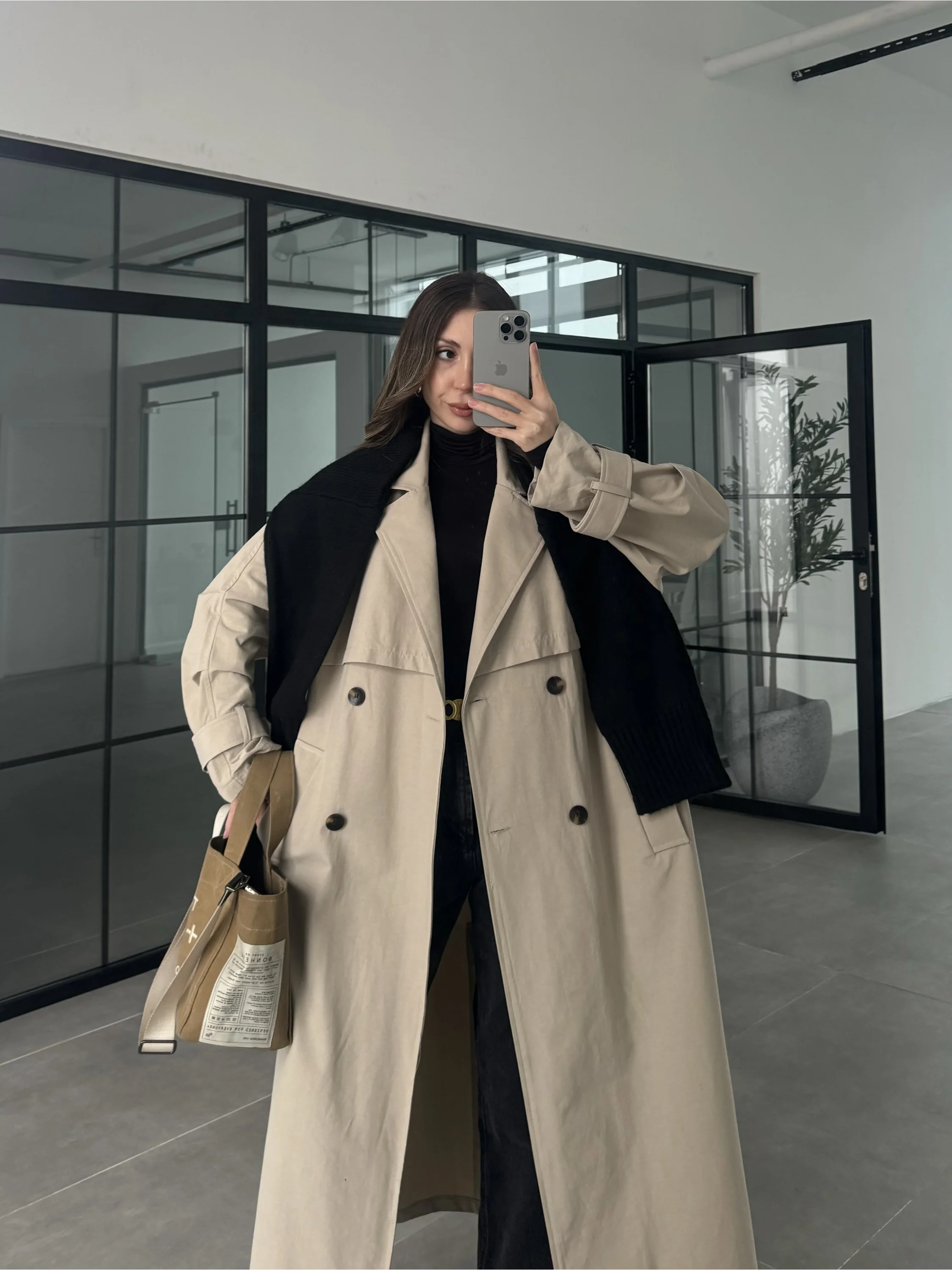 Cool Oversize Premium Taş Kuşaklı Trençkot