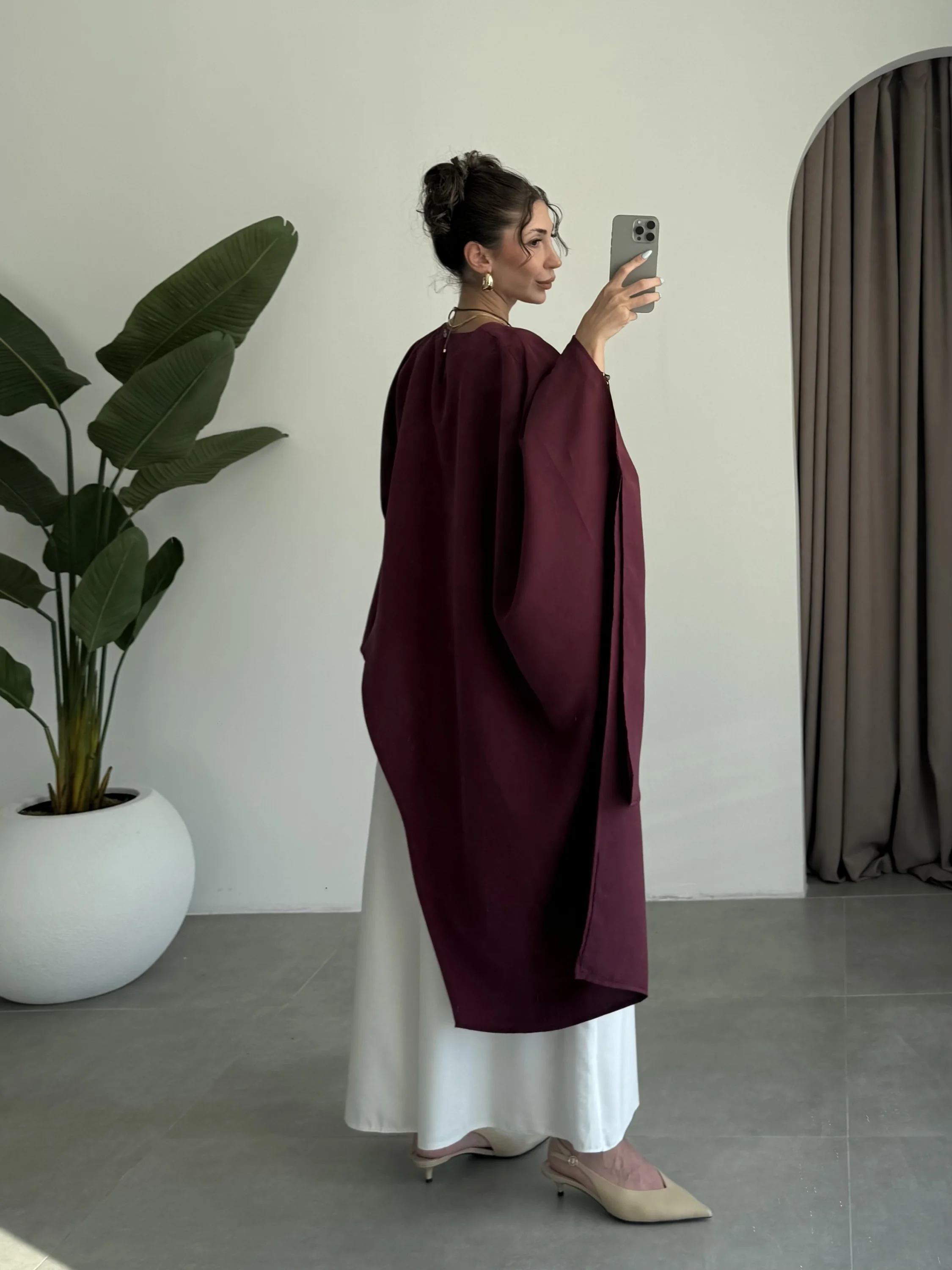 Asimetrik Modal Kumaş Bordo Bluz