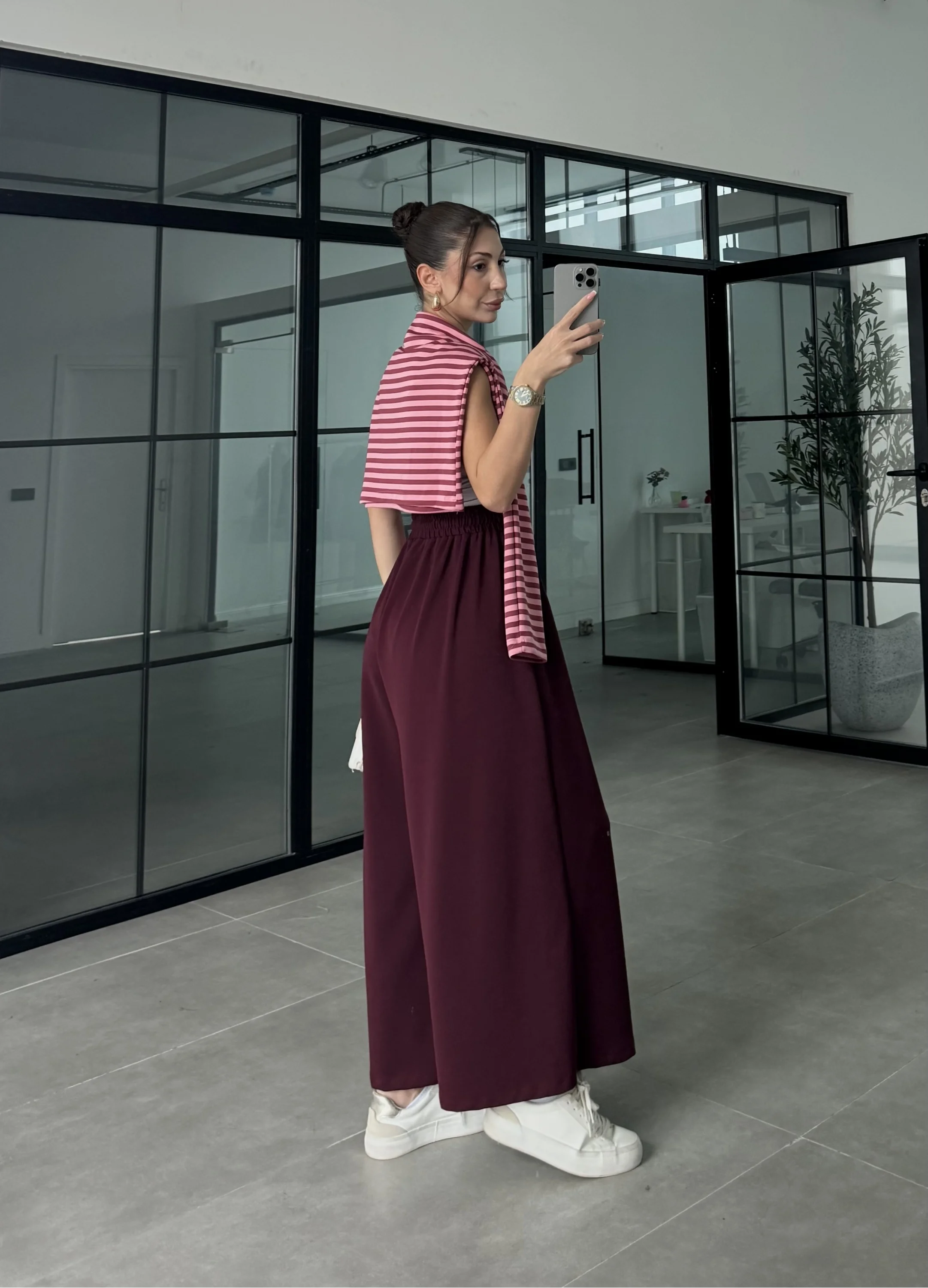 Beca Oysh Kumaş Basic Bordo Pantolon