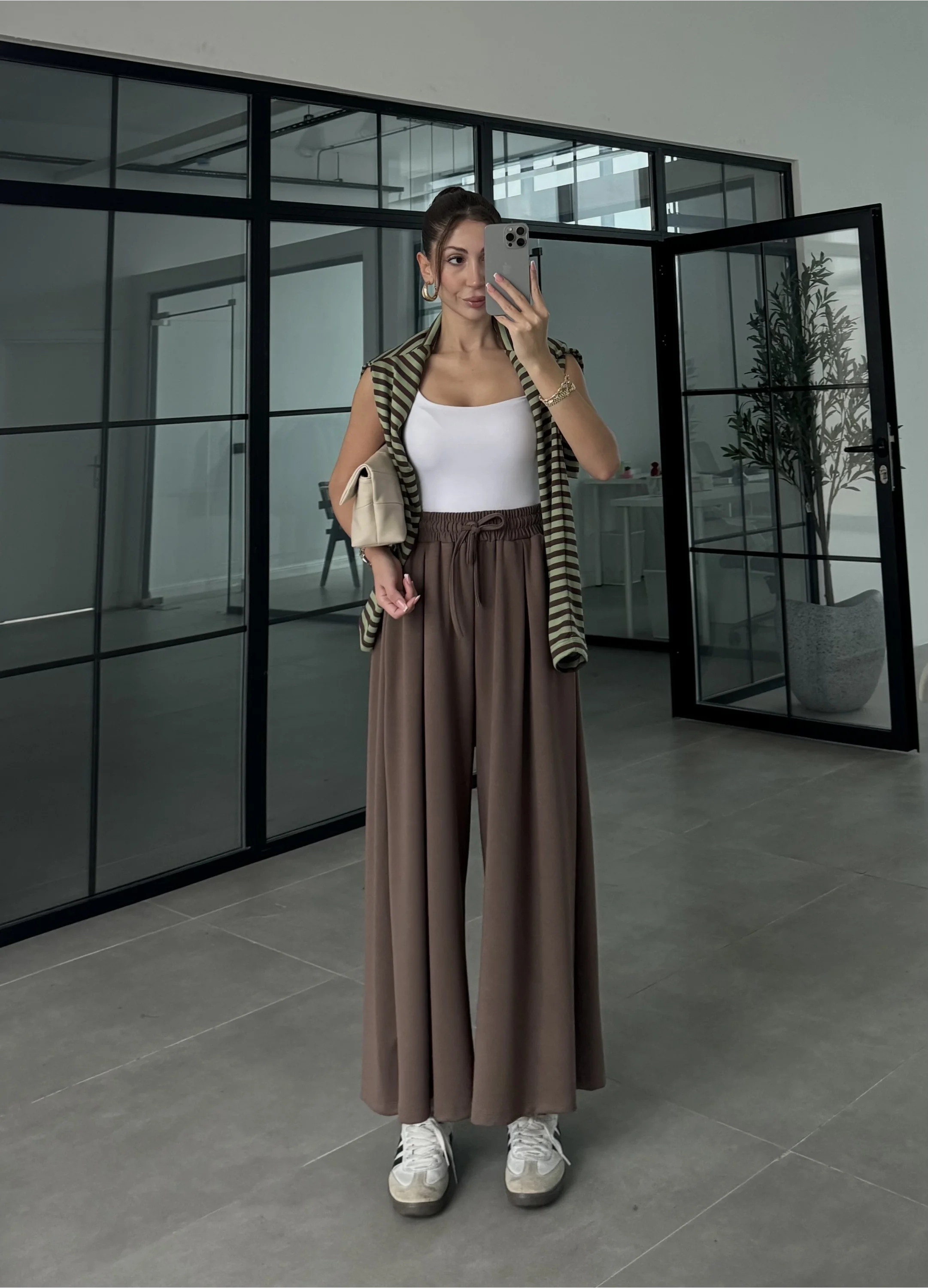 Beca Oysh Kumaş Basic Kahve Pantolon