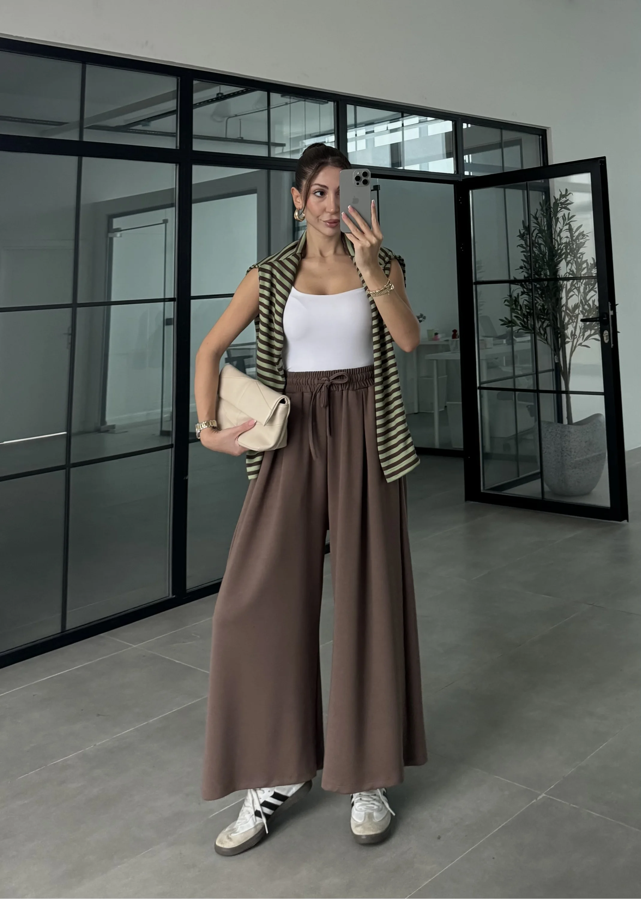 Beca Oysh Kumaş Basic Kahve Pantolon