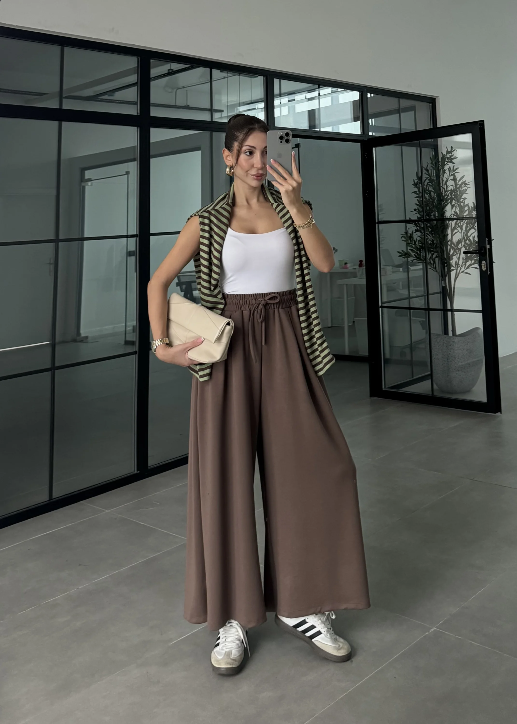 Beca Oysh Kumaş Basic Kahve Pantolon