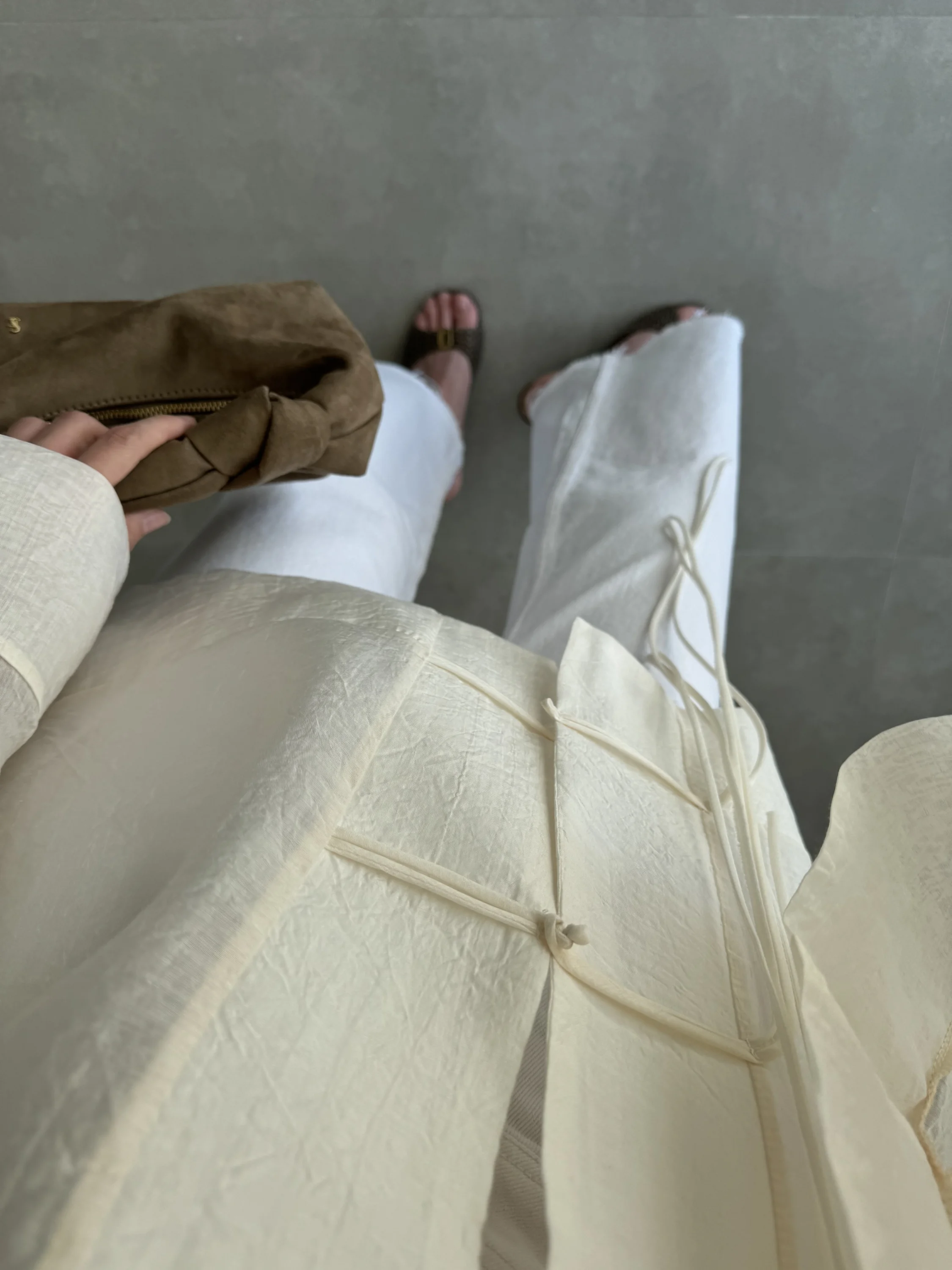 Çin Düğmeli Ekru Gömlek Kimono