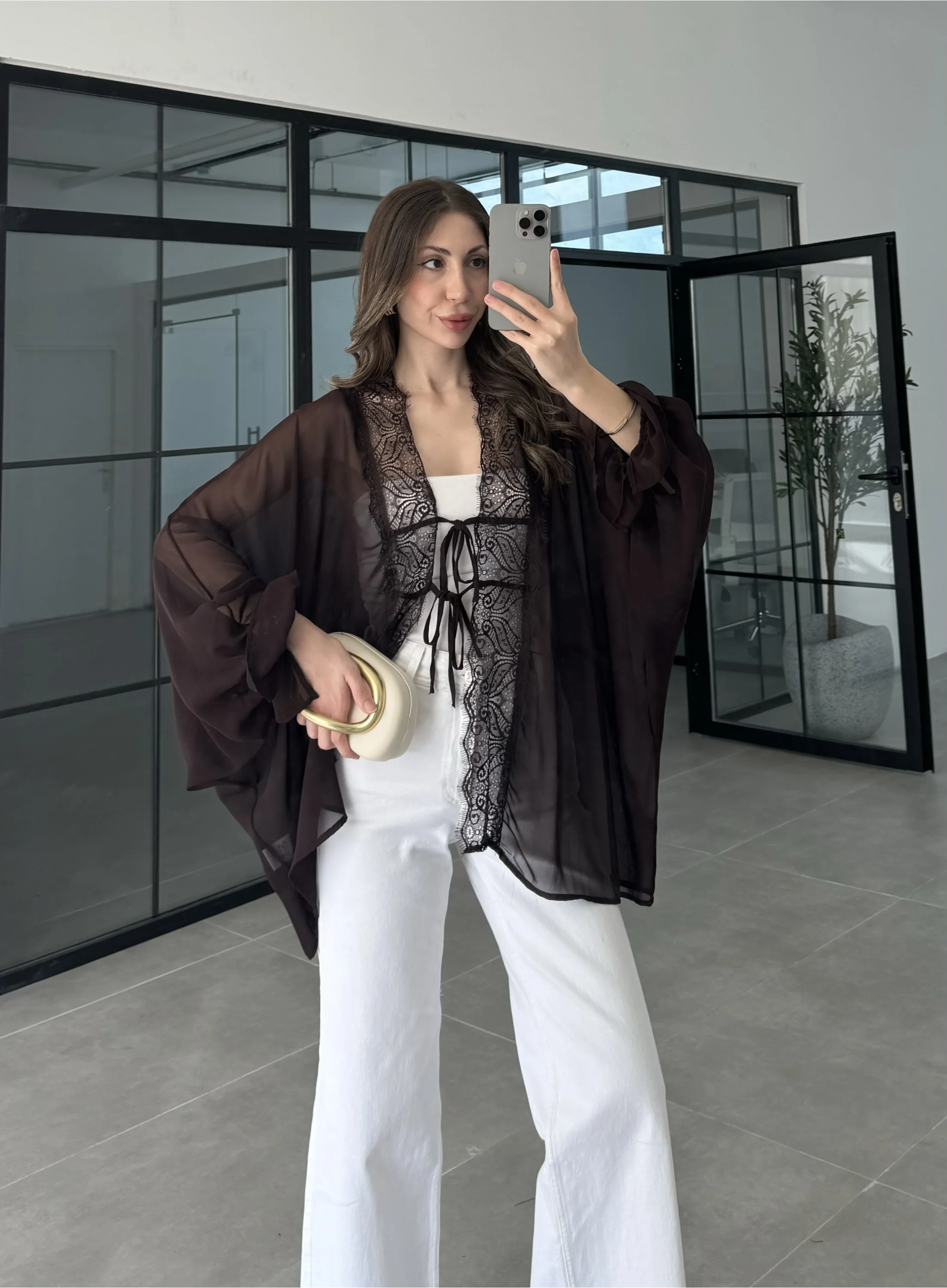 Dantel İşlemeli Mürdüm Bluz