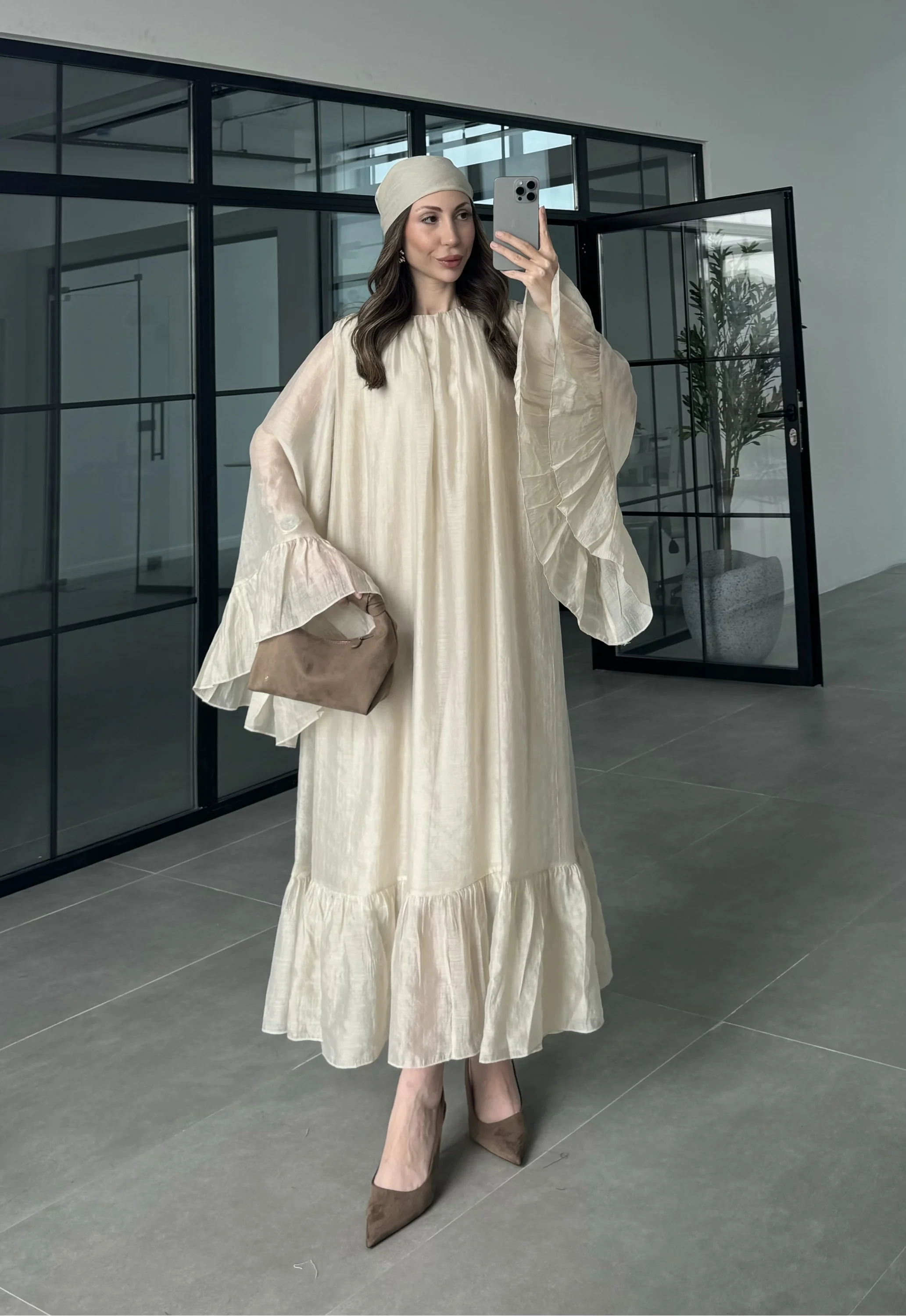 Diva Şallı Büzgülü Taş Elbise