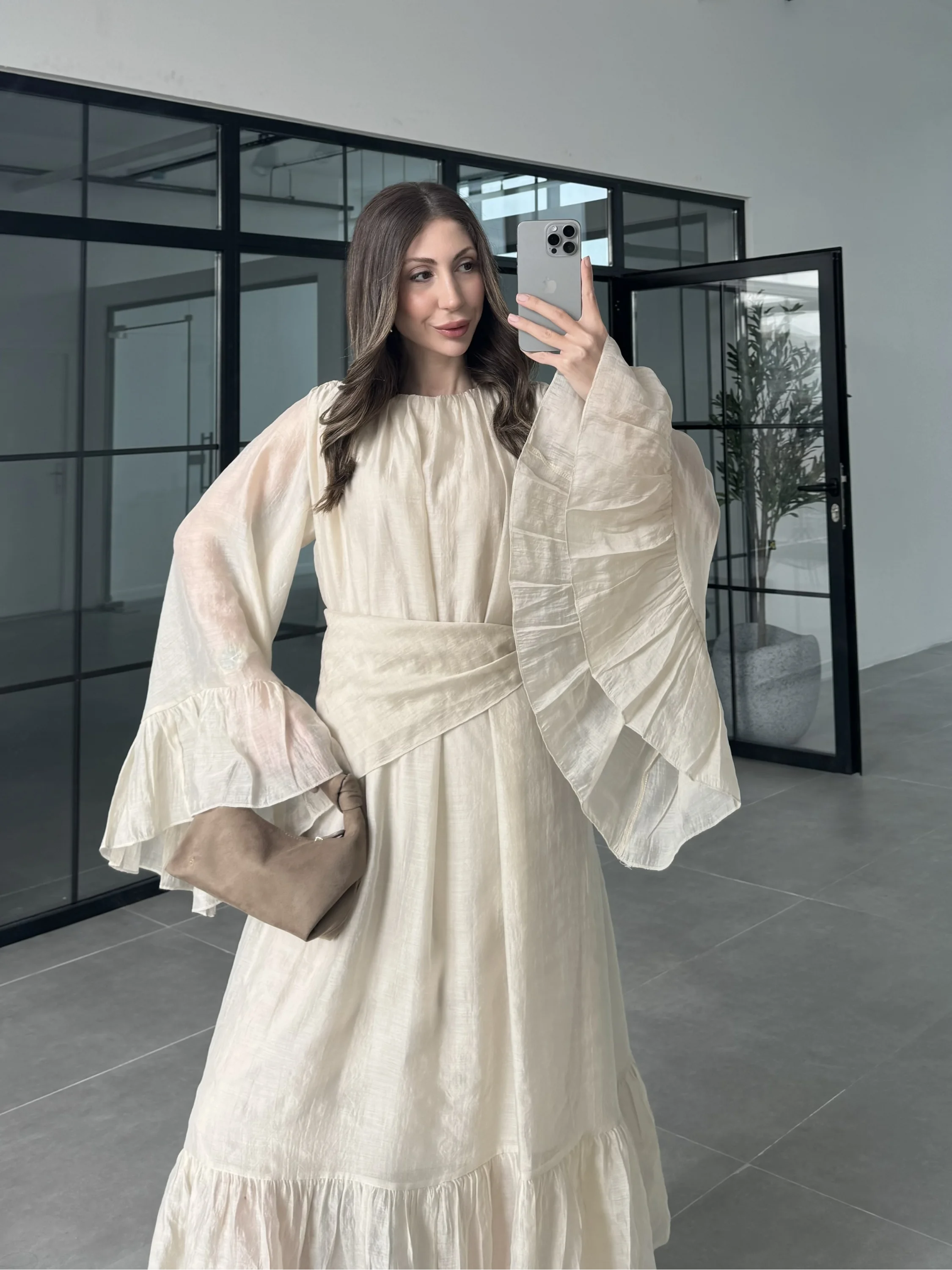 Diva Şallı Büzgülü Taş Elbise