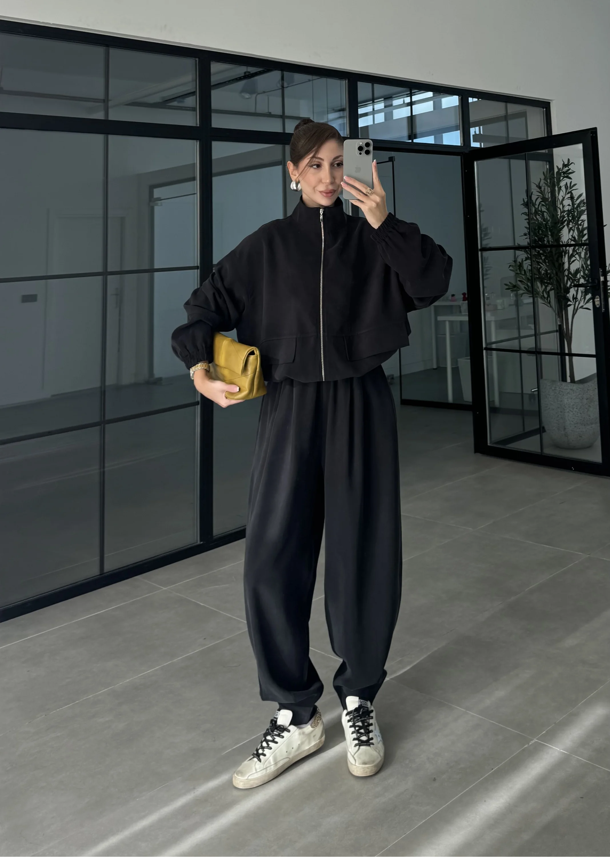 Elsa Cepli Oversize Siyah Bomber Takım