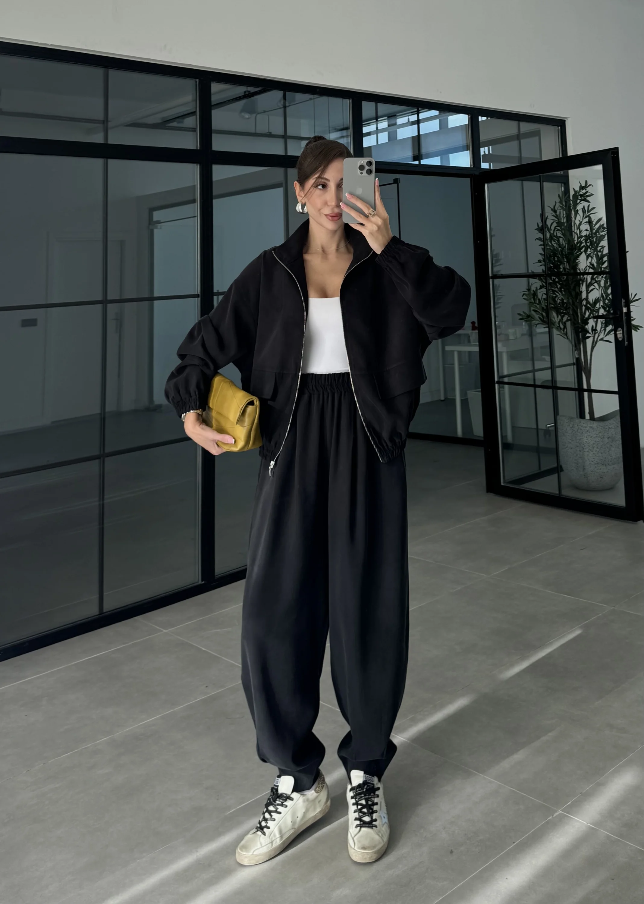 Elsa Cepli Oversize Siyah Bomber Takım