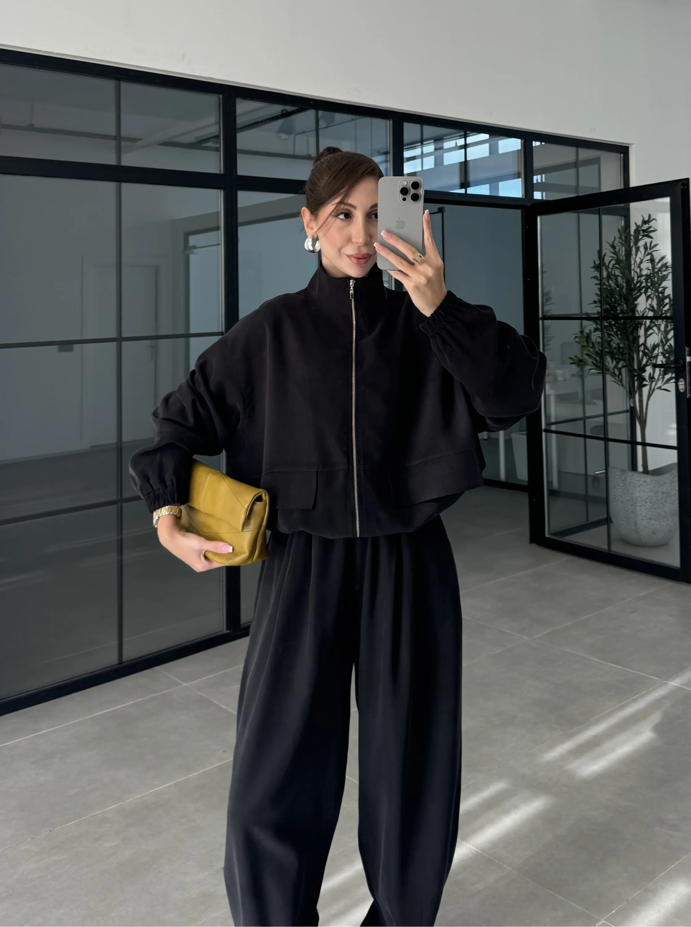 Elsa Cepli Oversize Siyah Bomber Takım