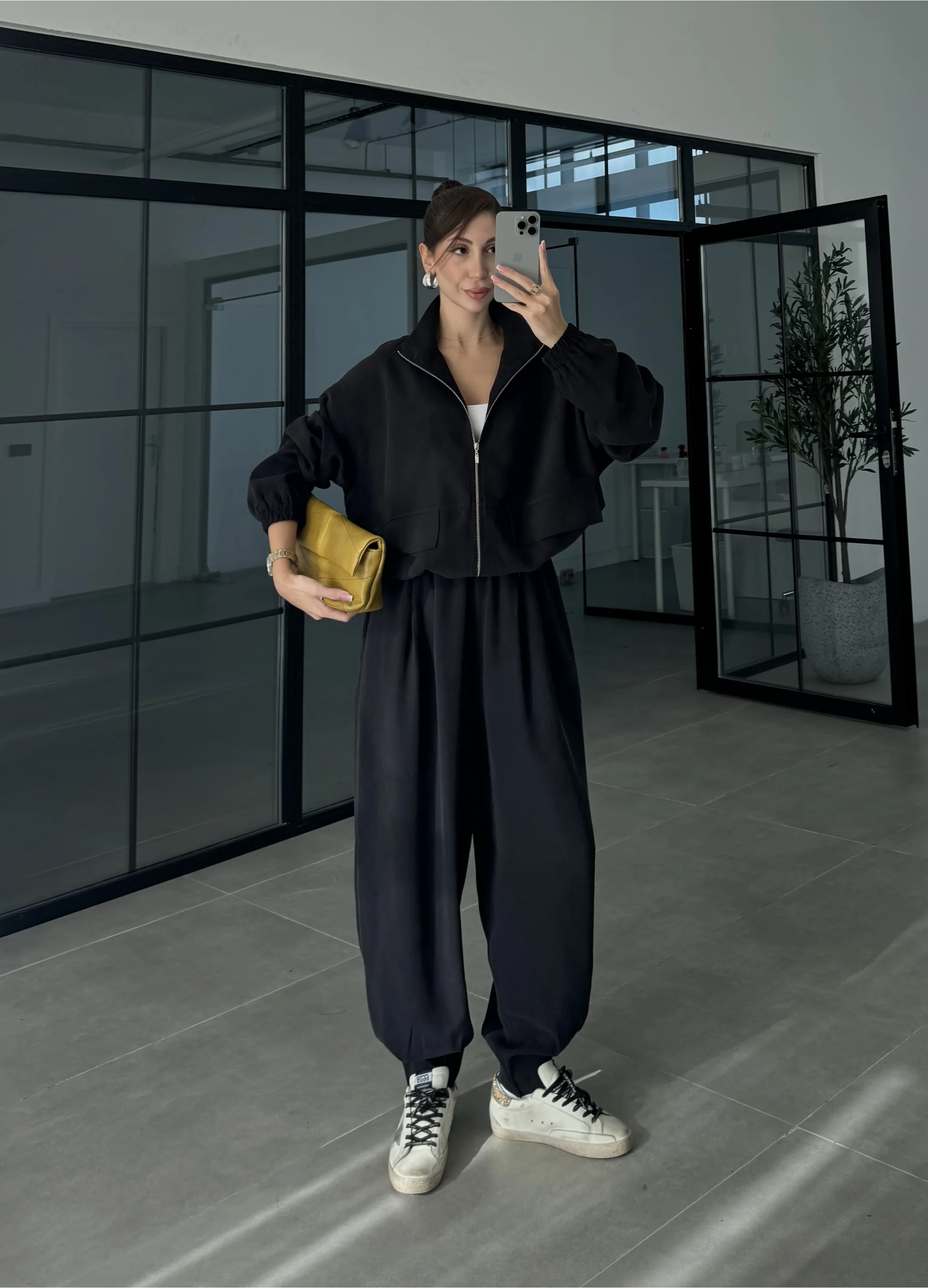 Elsa Cepli Oversize Siyah Bomber Takım
