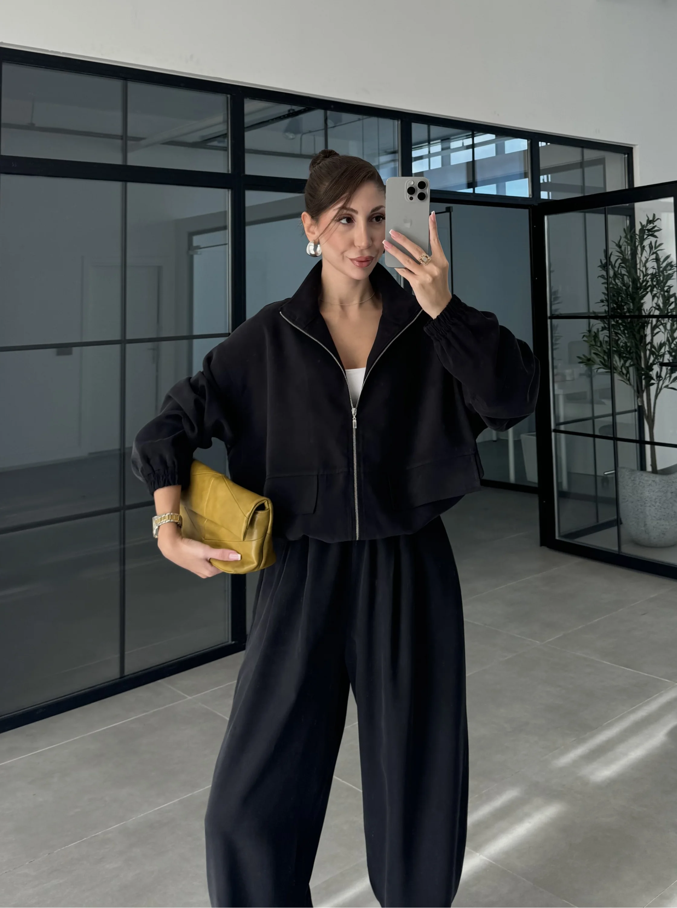 Elsa Cepli Oversize Siyah Bomber Takım