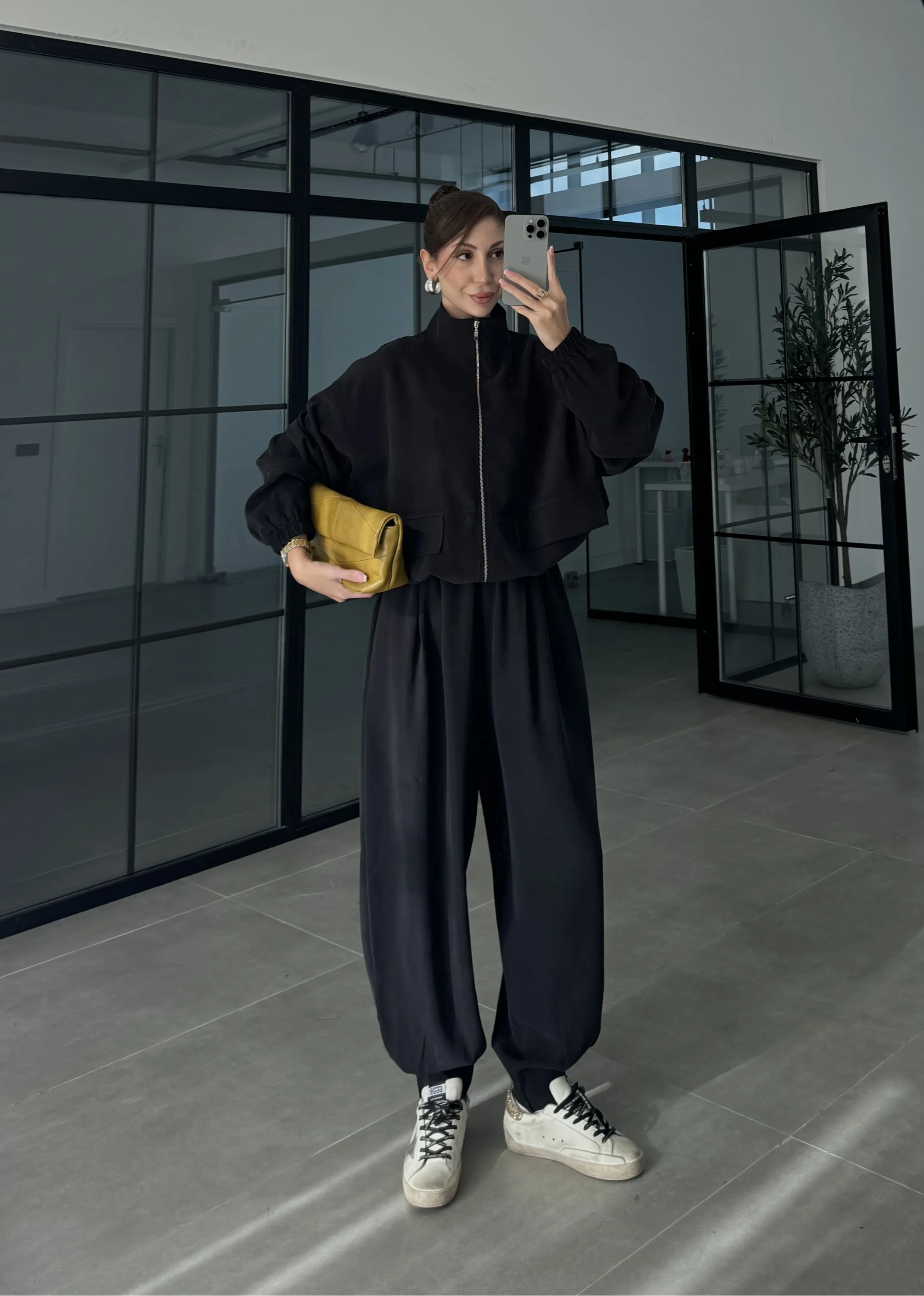 Elsa Cepli Oversize Siyah Bomber Takım