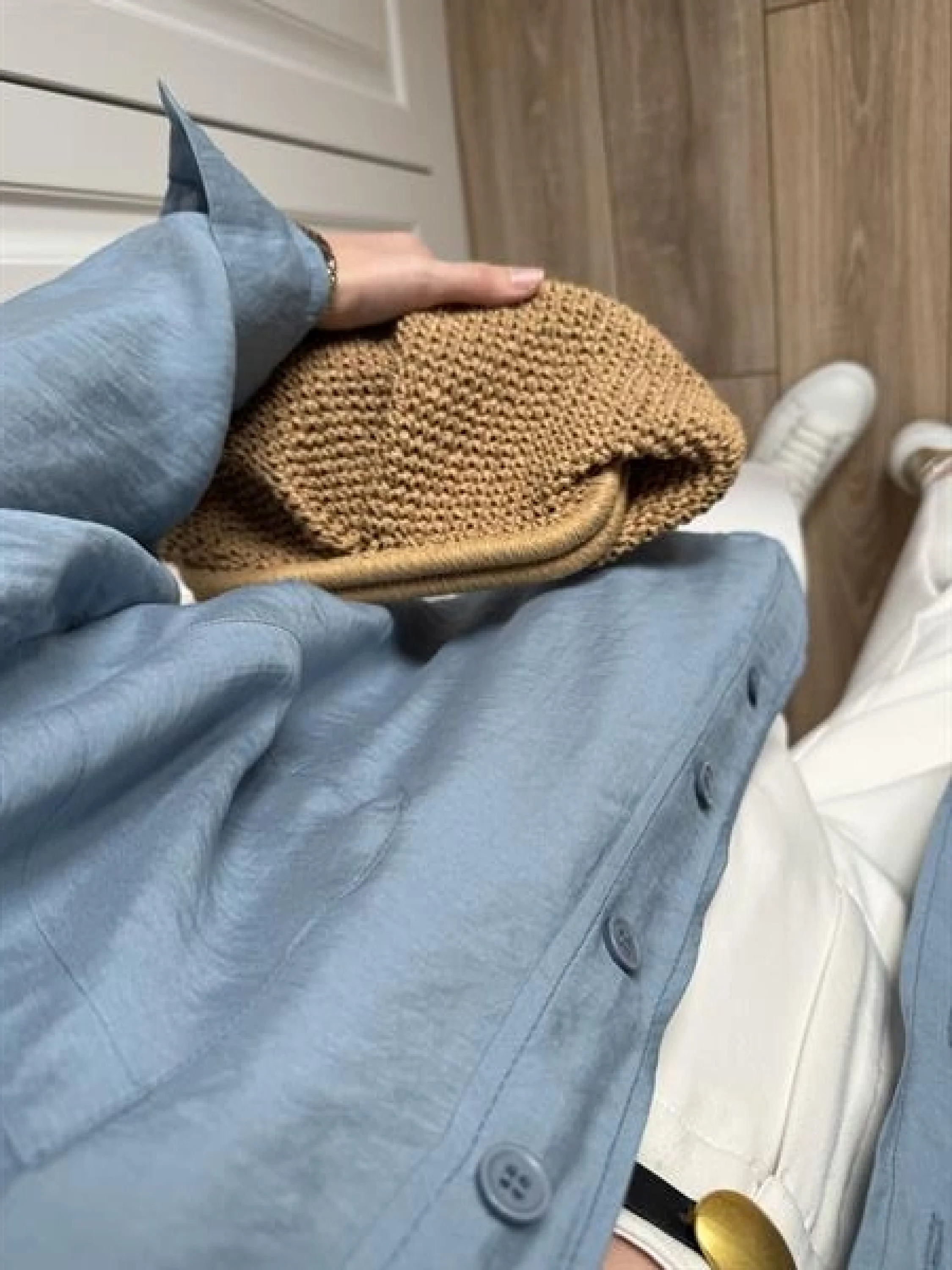 İndigo Oversize Tensel Gömlek