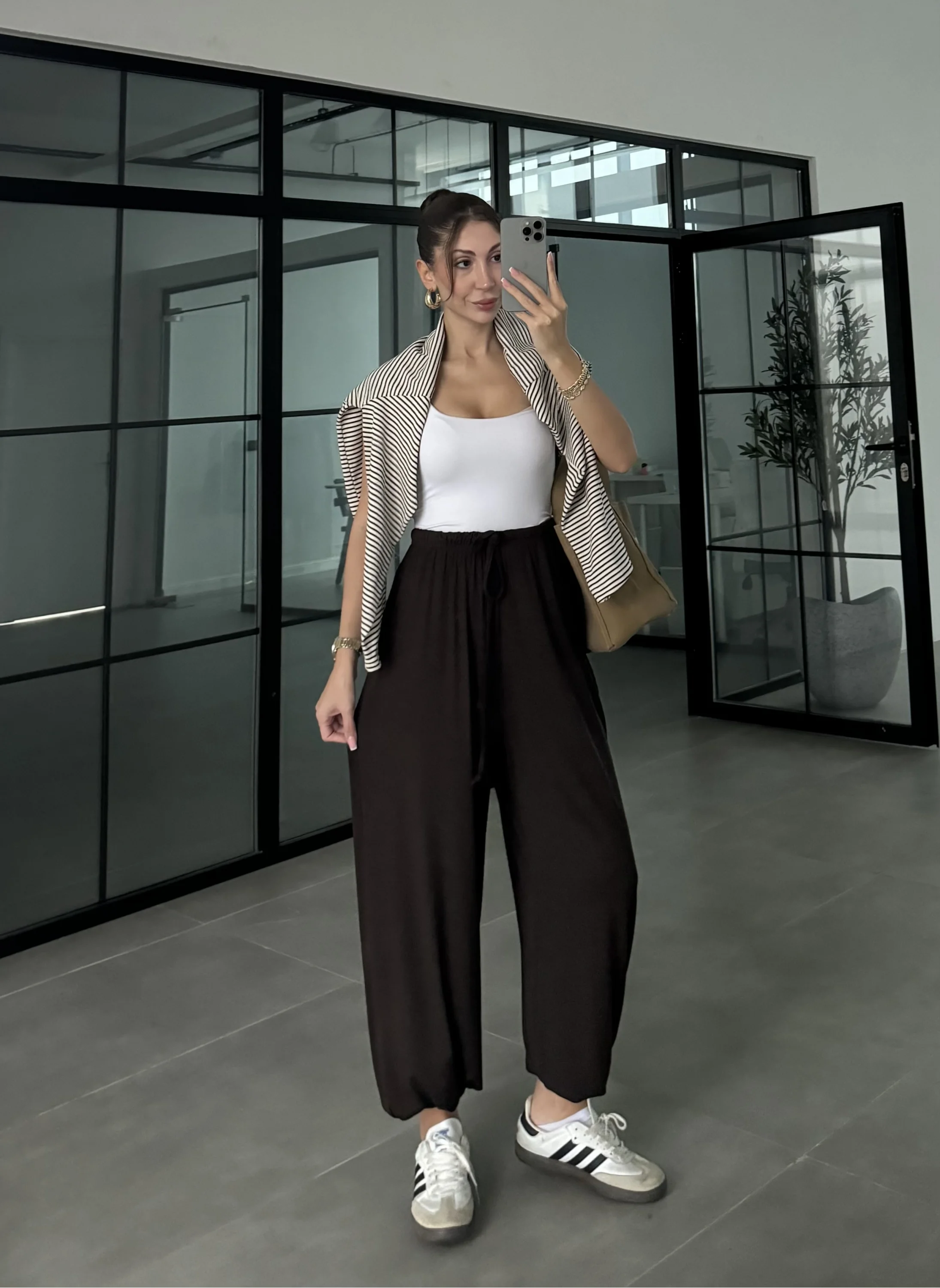 Kahve Paça Lastikli Basic Eşofman Altı