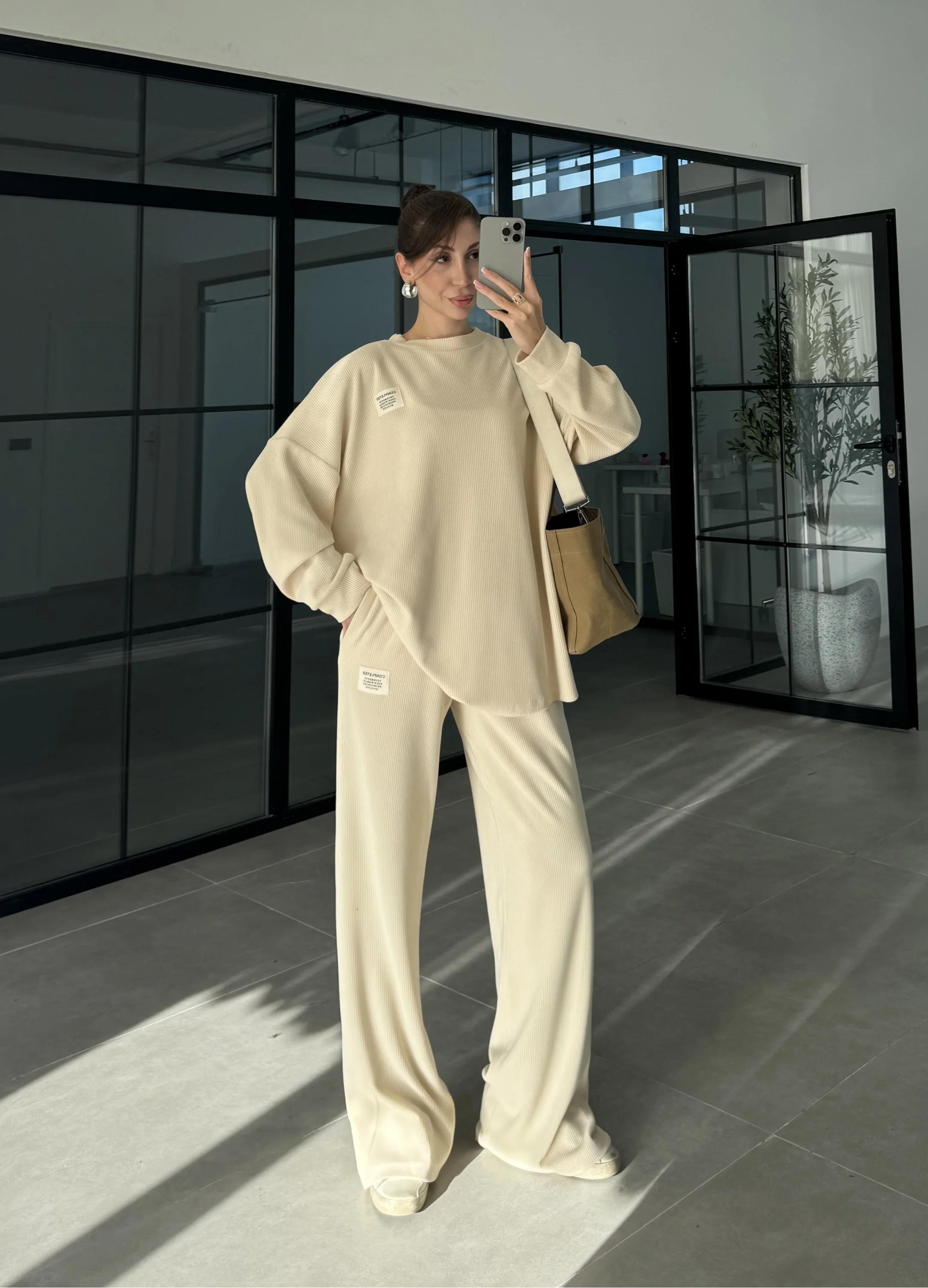 Kaşkorse Oversize Bej Basic Takım