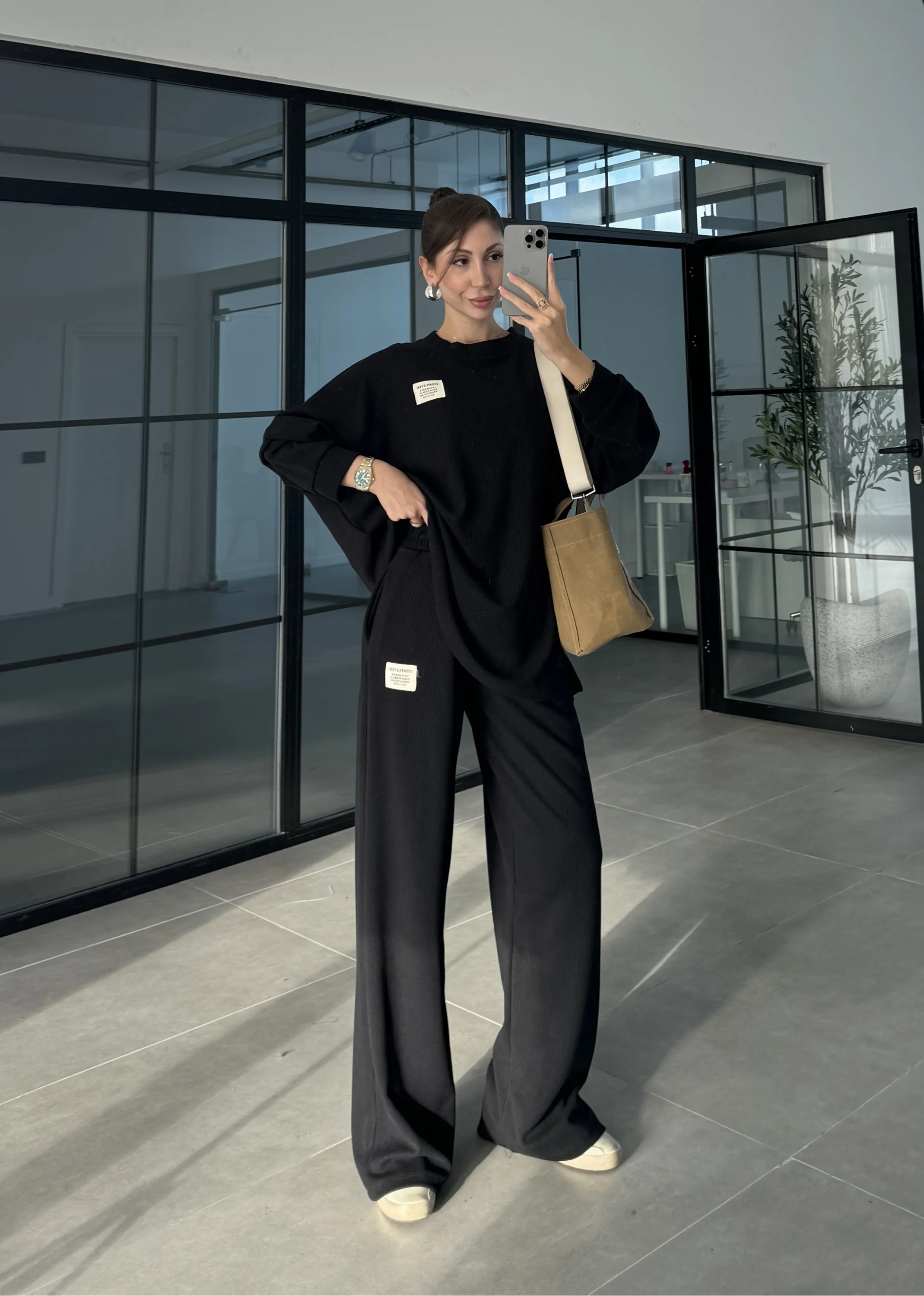 Kaşkorse Oversize Siyah Basic Takım