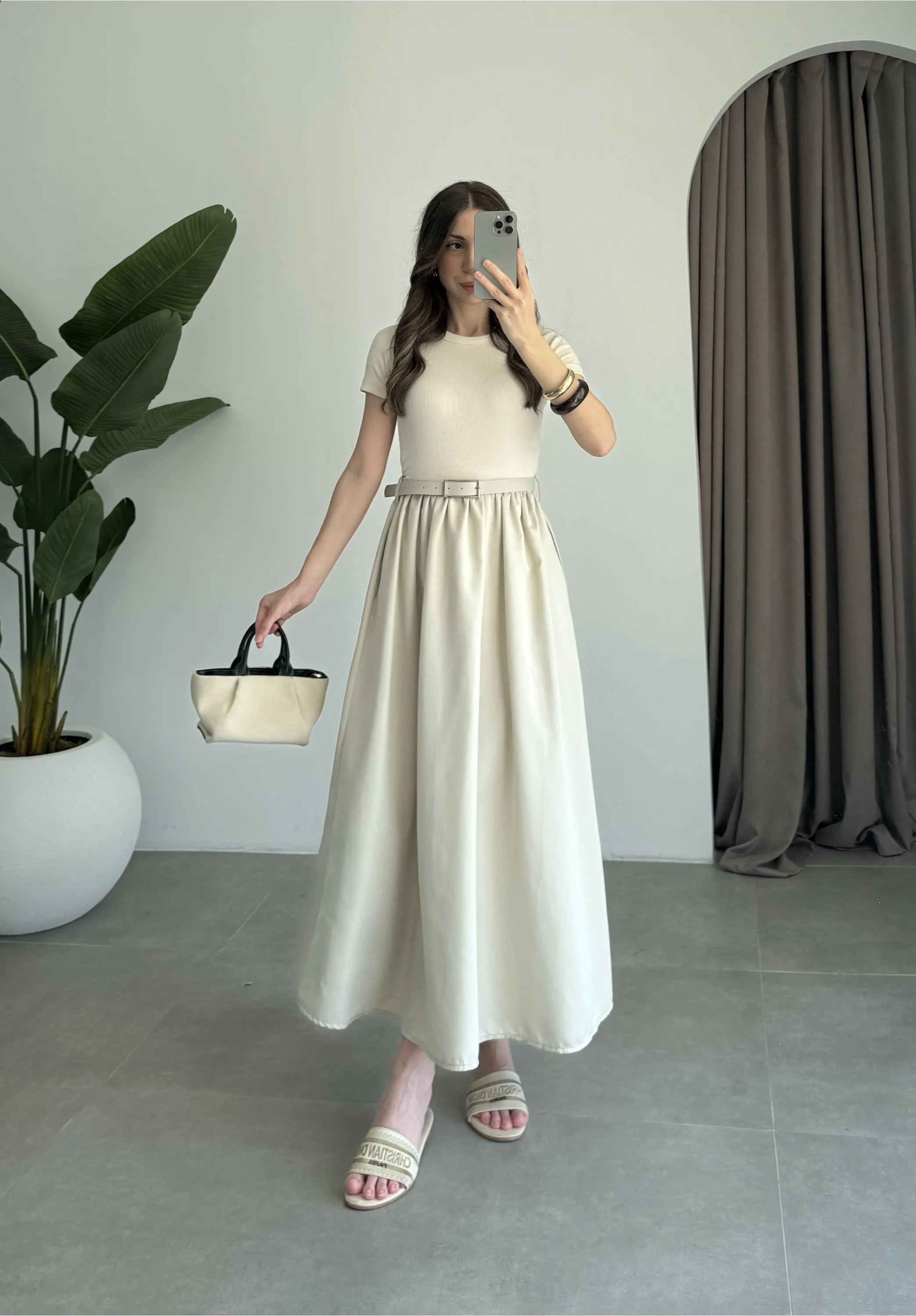 Kemerli Basic Taş Elbise