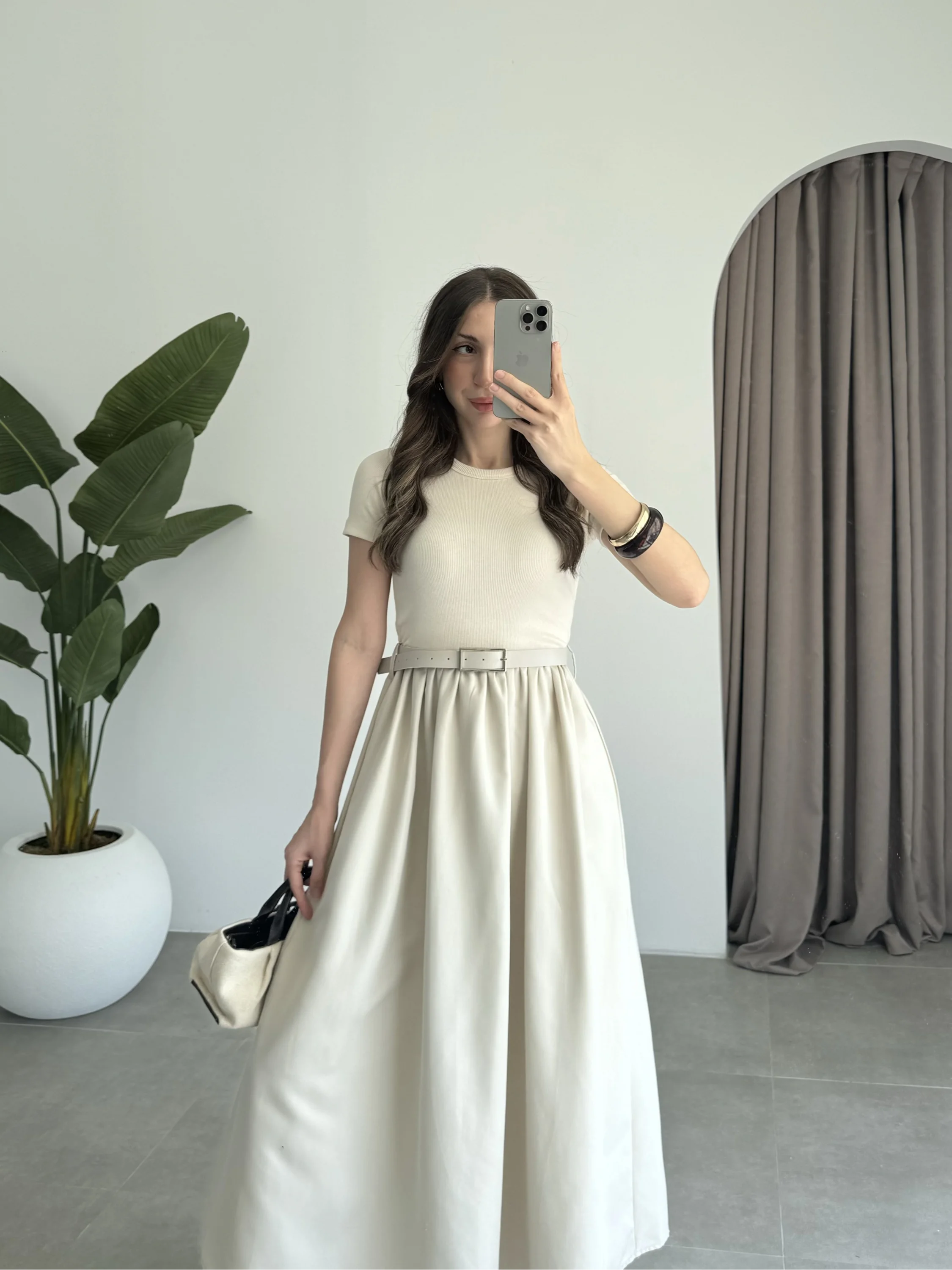 Kemerli Basic Taş Elbise