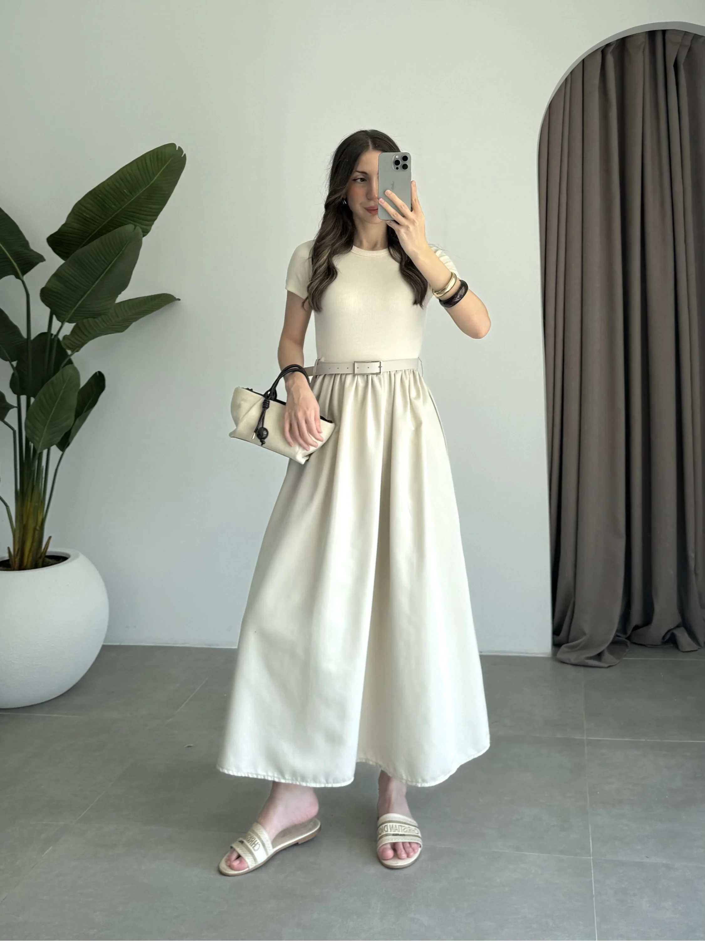 Kemerli Basic Taş Elbise