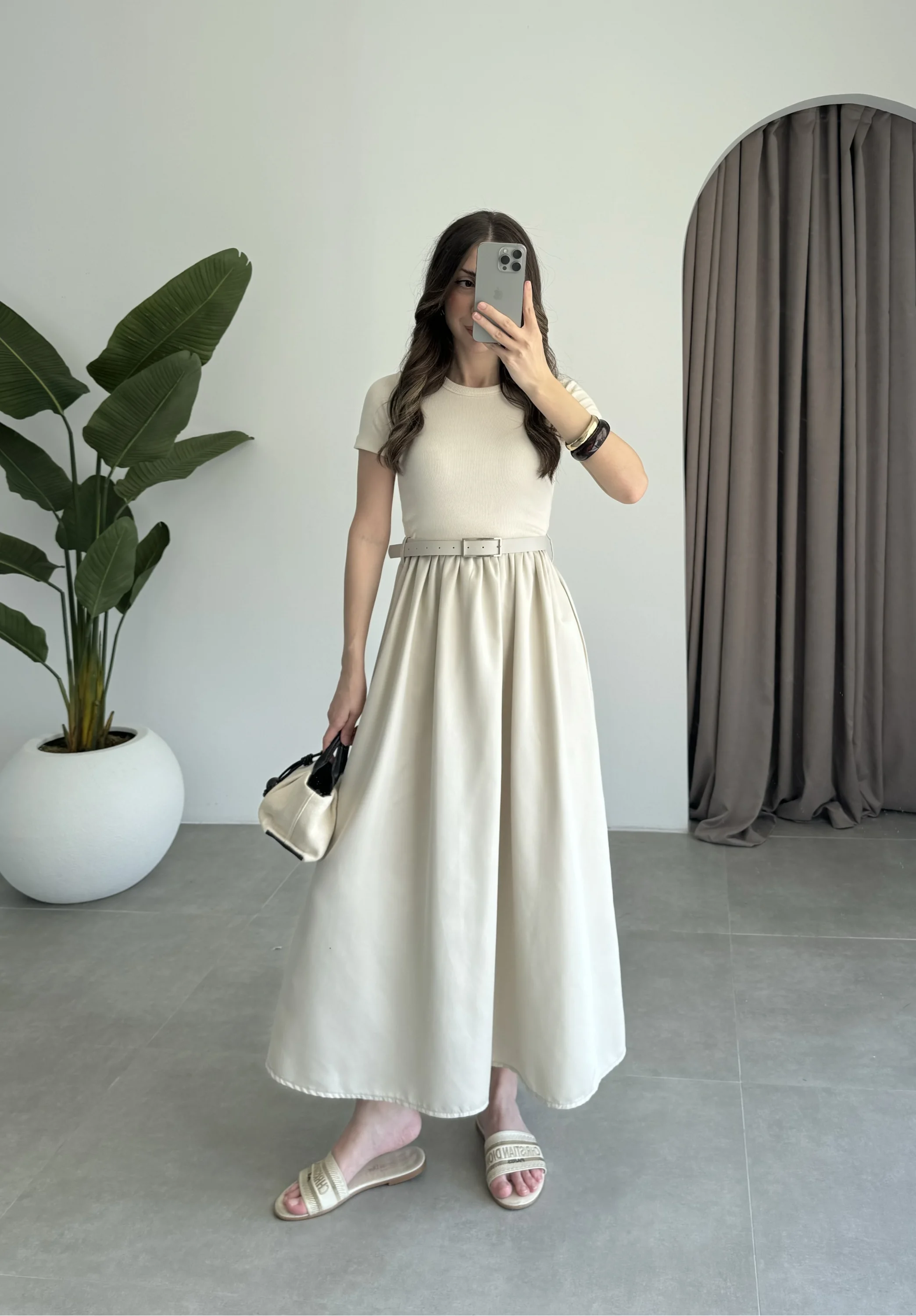 Kemerli Basic Taş Elbise