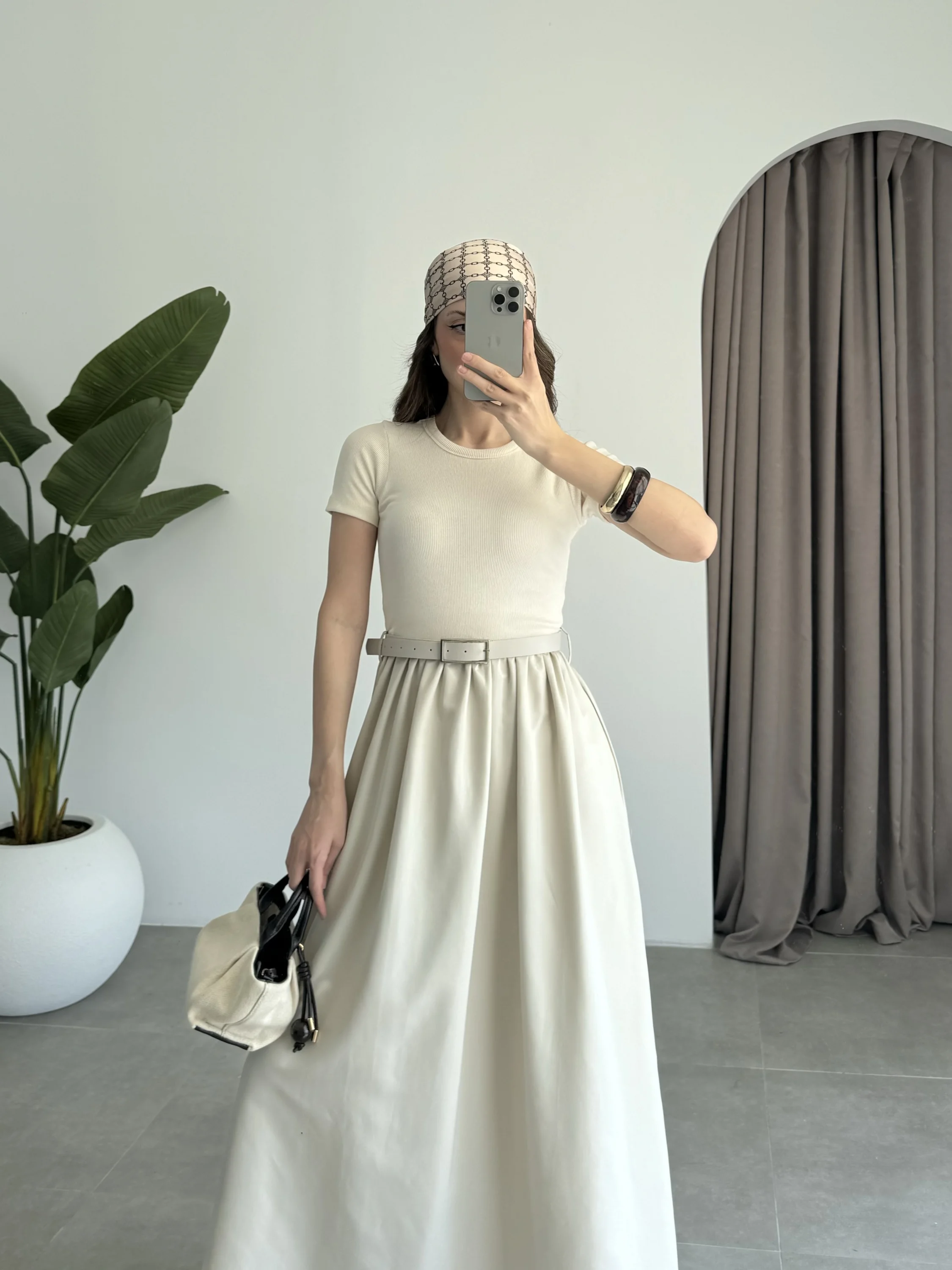 Kemerli Basic Taş Elbise