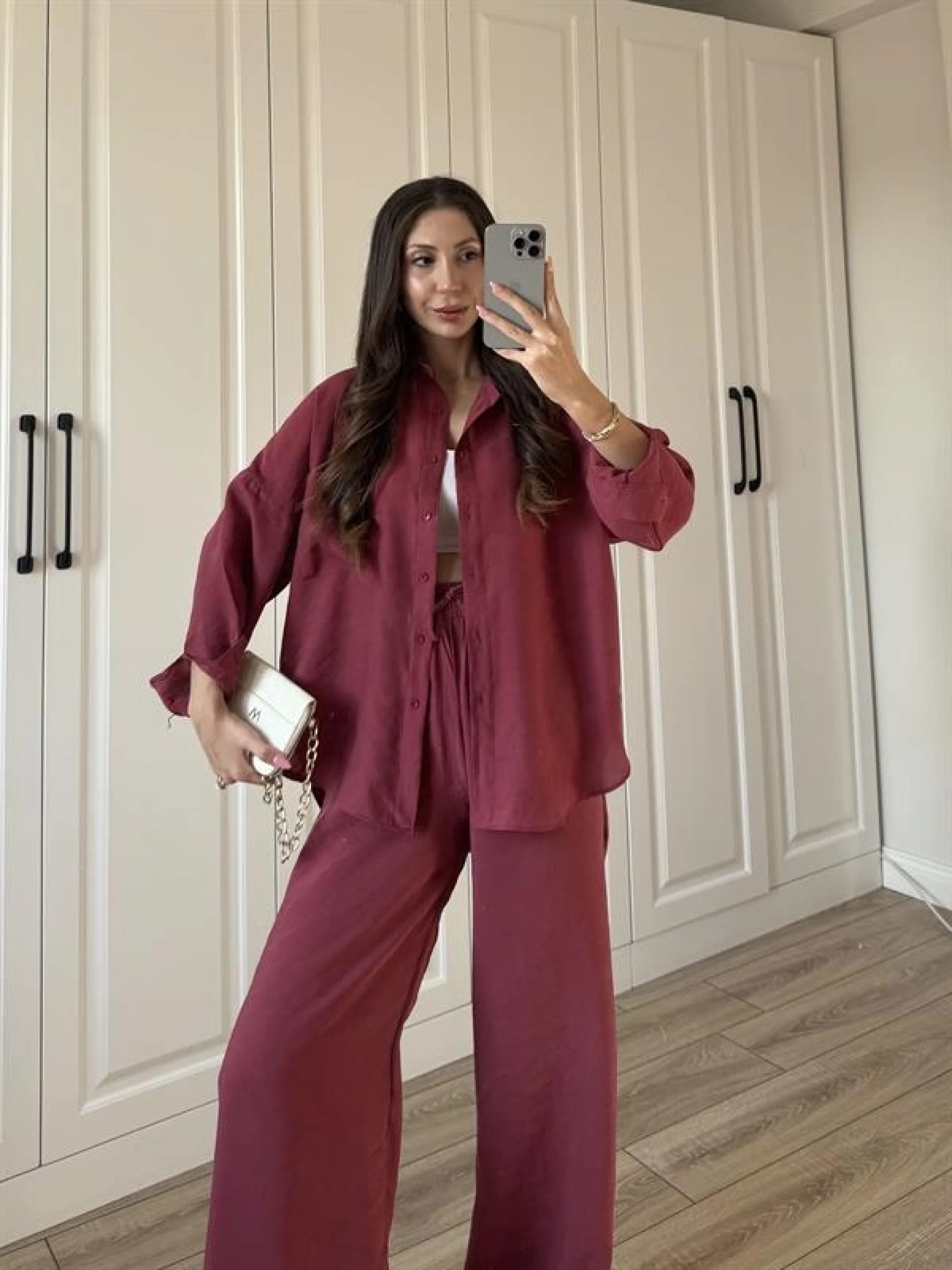 Labu Tensel Oversize Basic Bordo Takım