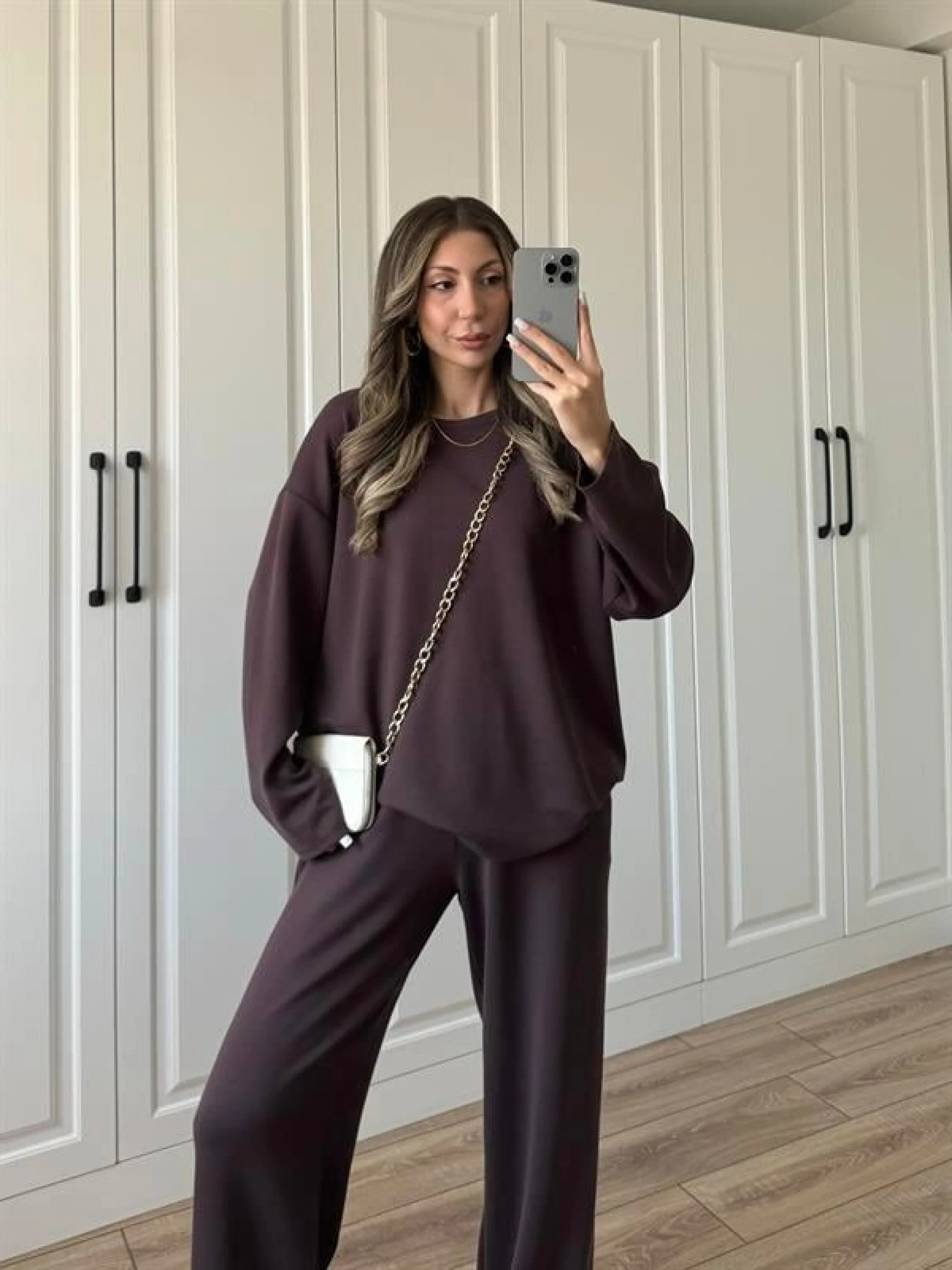 Liza Oysh Kumaş Basic Kahve Takım