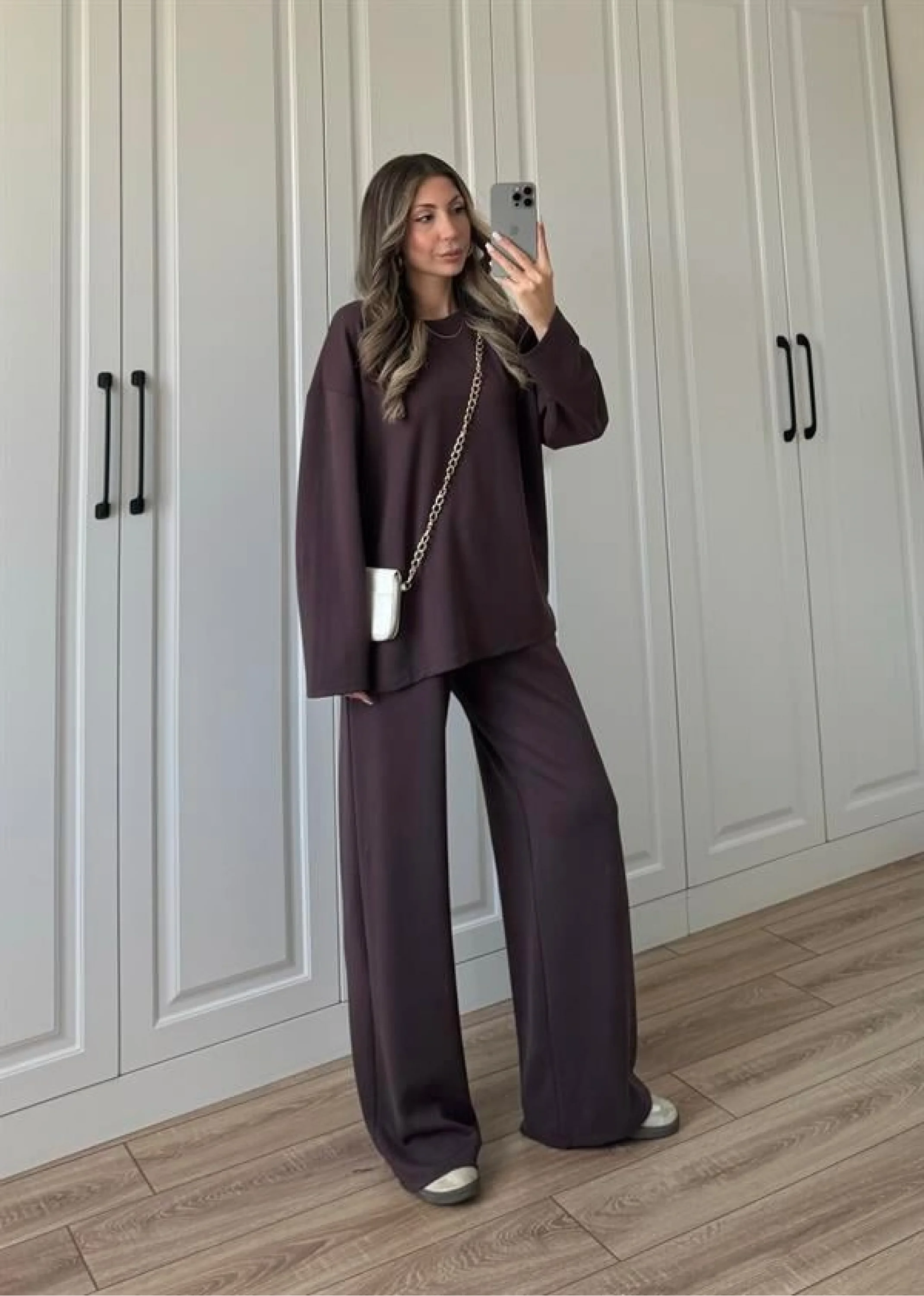 Liza Oysh Kumaş Basic Kahve Takım
