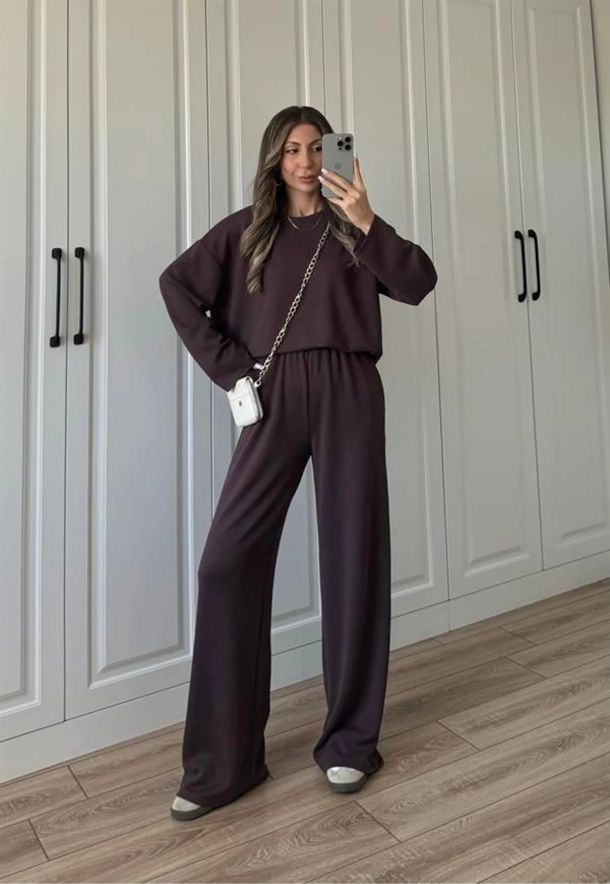Liza Oysh Kumaş Basic Kahve Takım