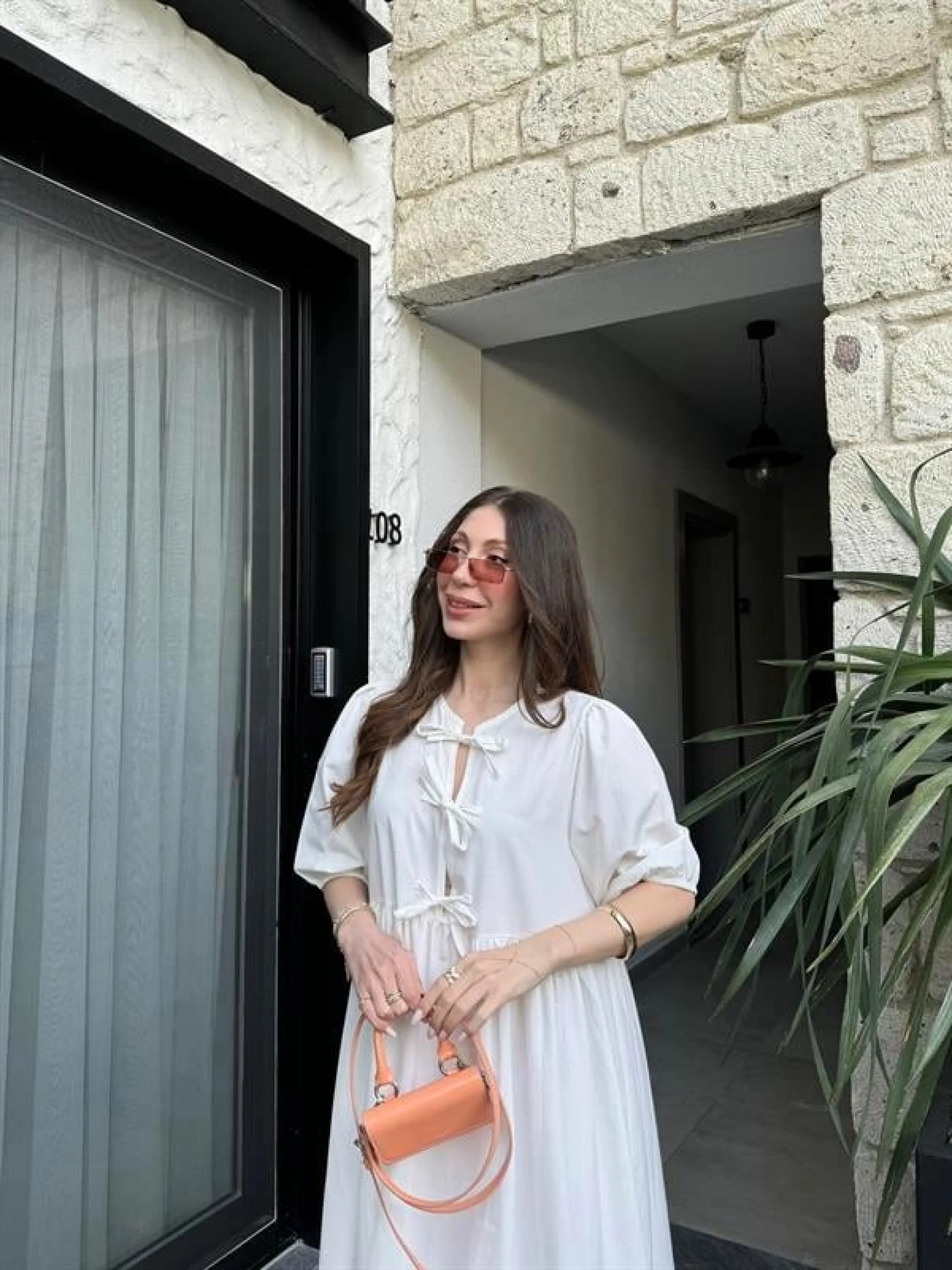 Maxi Önü Bağlamalı Beyaz Elbise