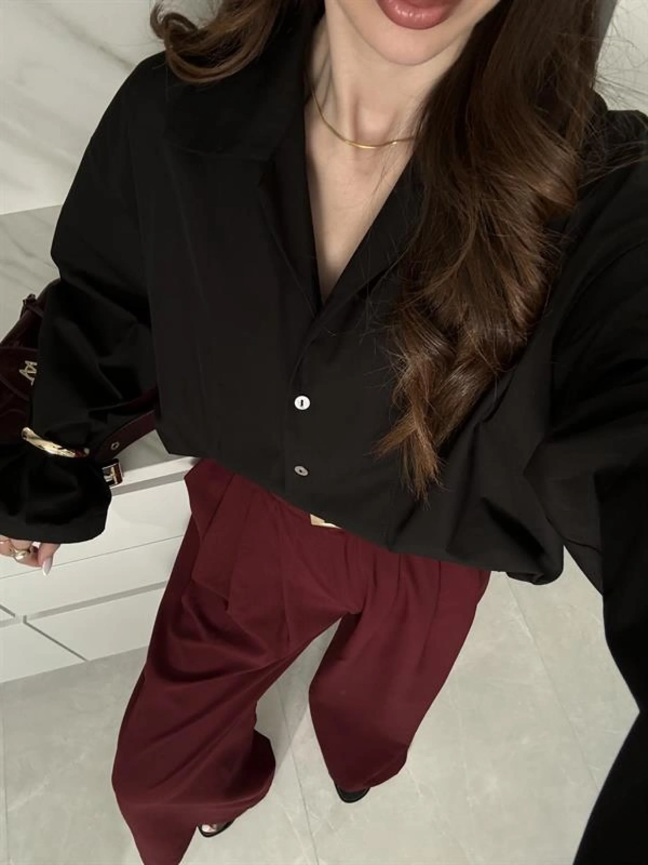 Meka Oversize Premium Siyah Gömlek