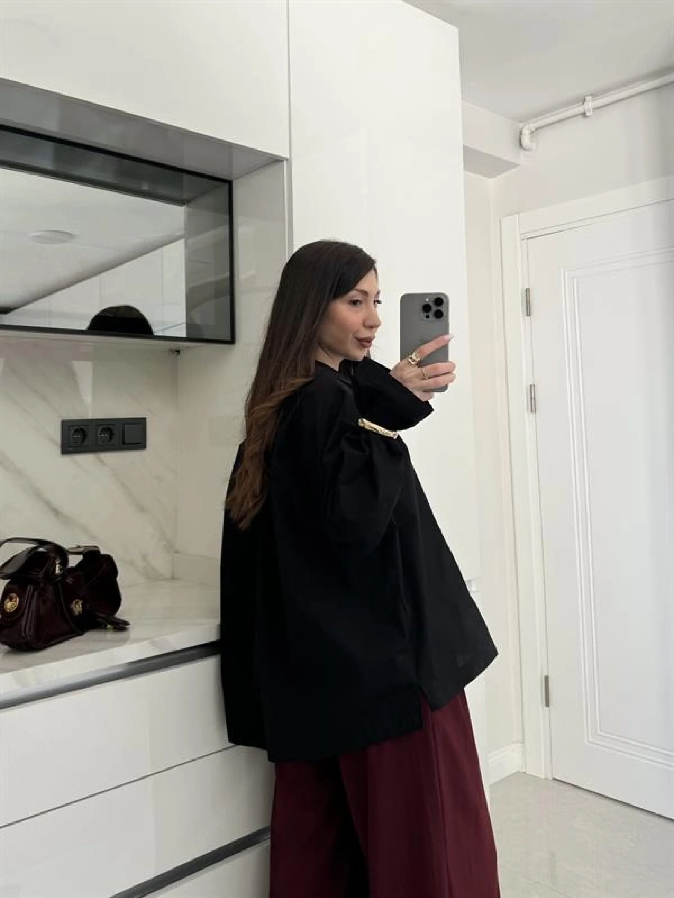Meka Oversize Premium Siyah Gömlek