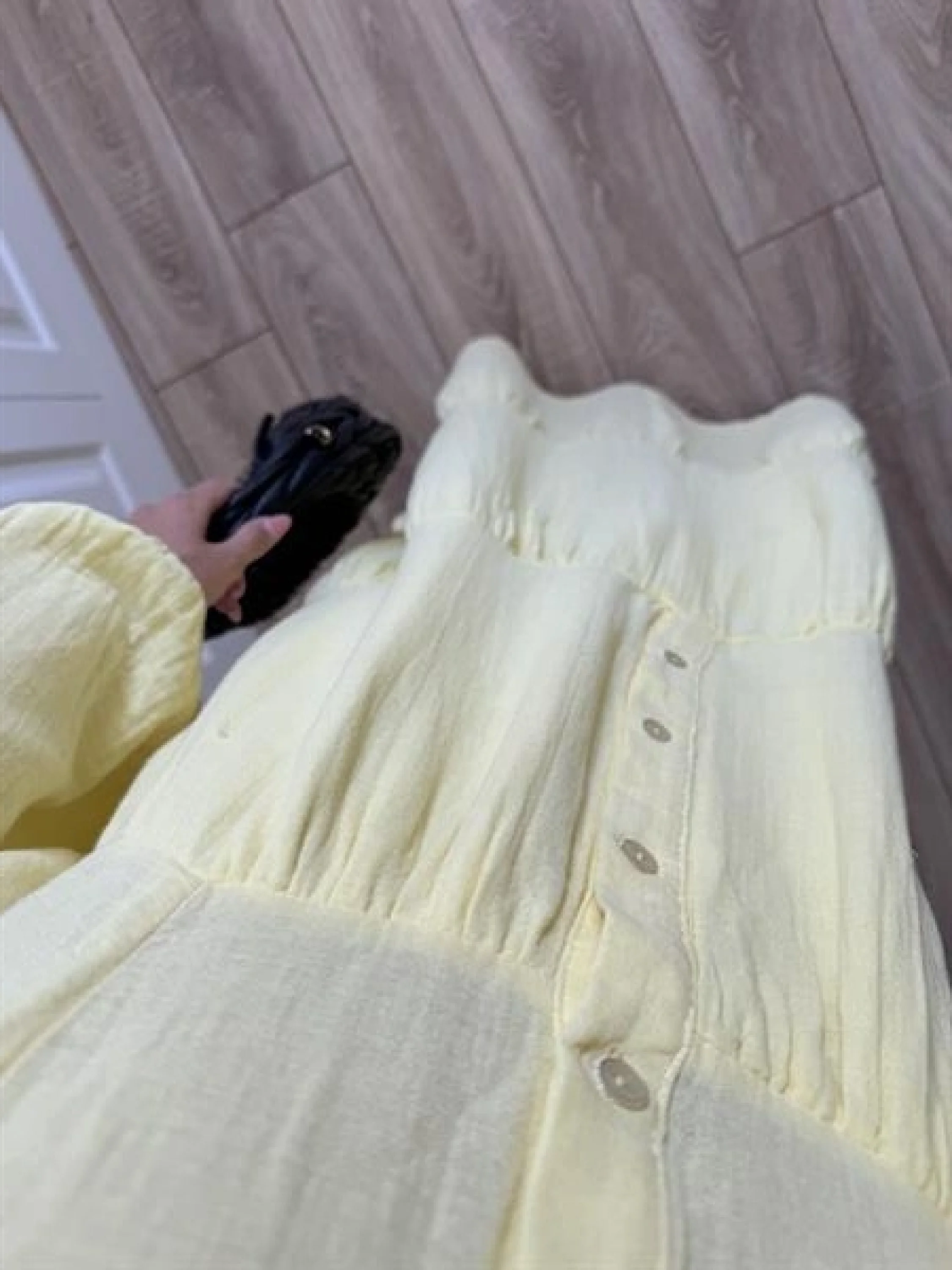 Müslin Kumaş Oversize Sarı Elbise
