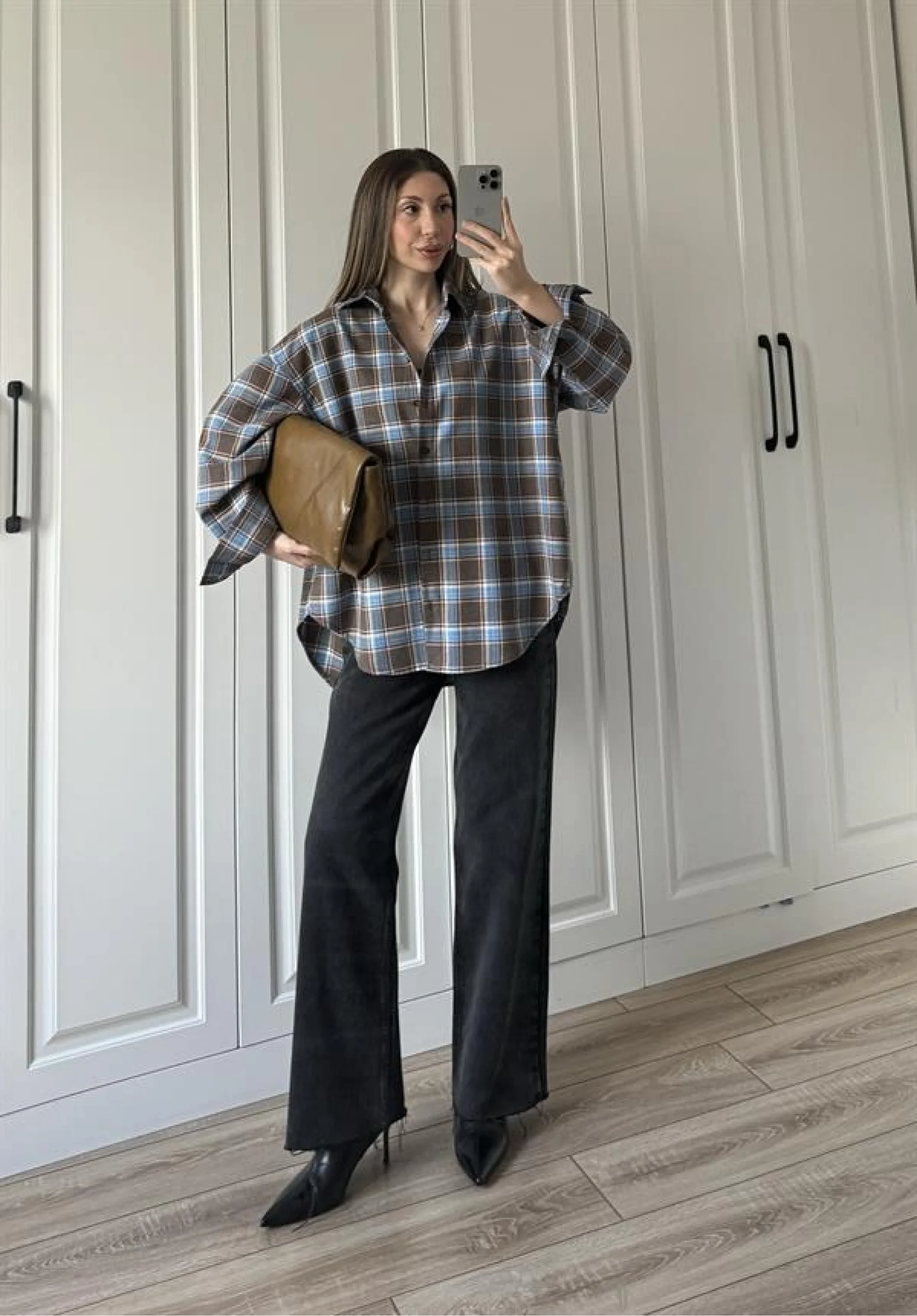 Noble Oversize Mavi Ekose Gömlek
