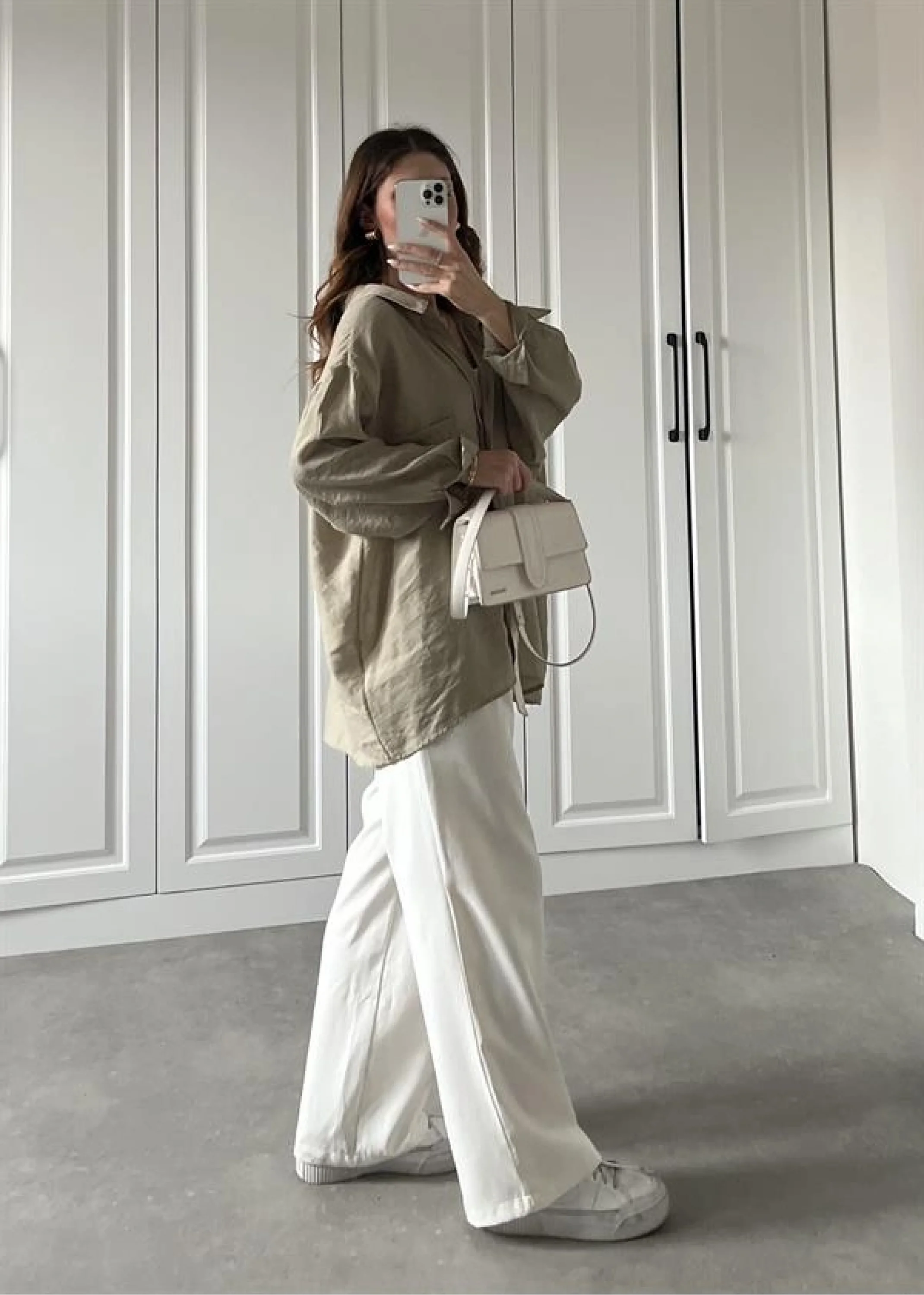 Olive Oversize Tensel Gömlek